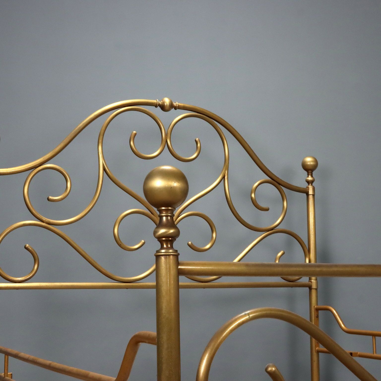 Antique Double Bed Brass Decorations Italy XX Century photo for sale