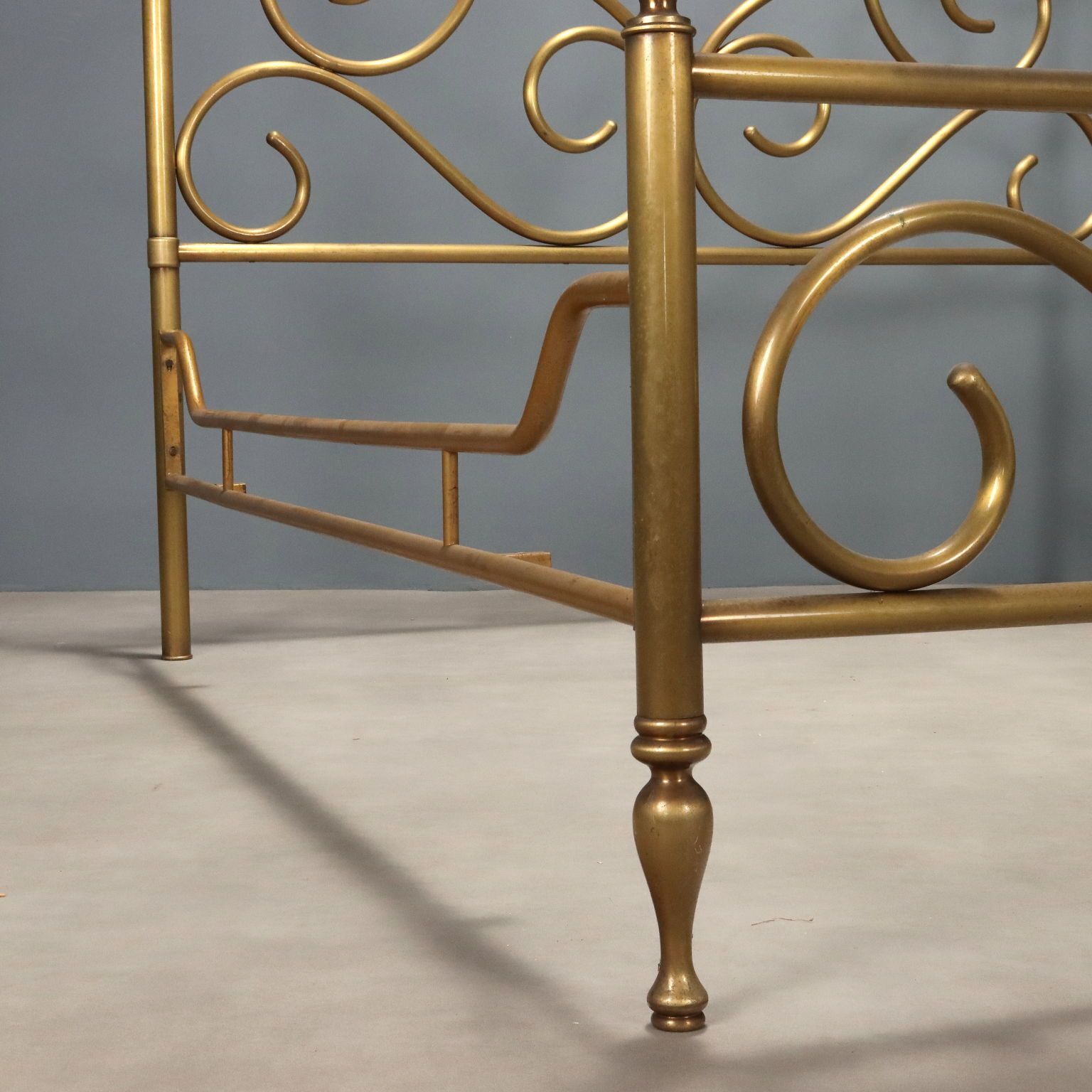 Antique Double Bed Brass Decorations Italy XX Century photo Furniture