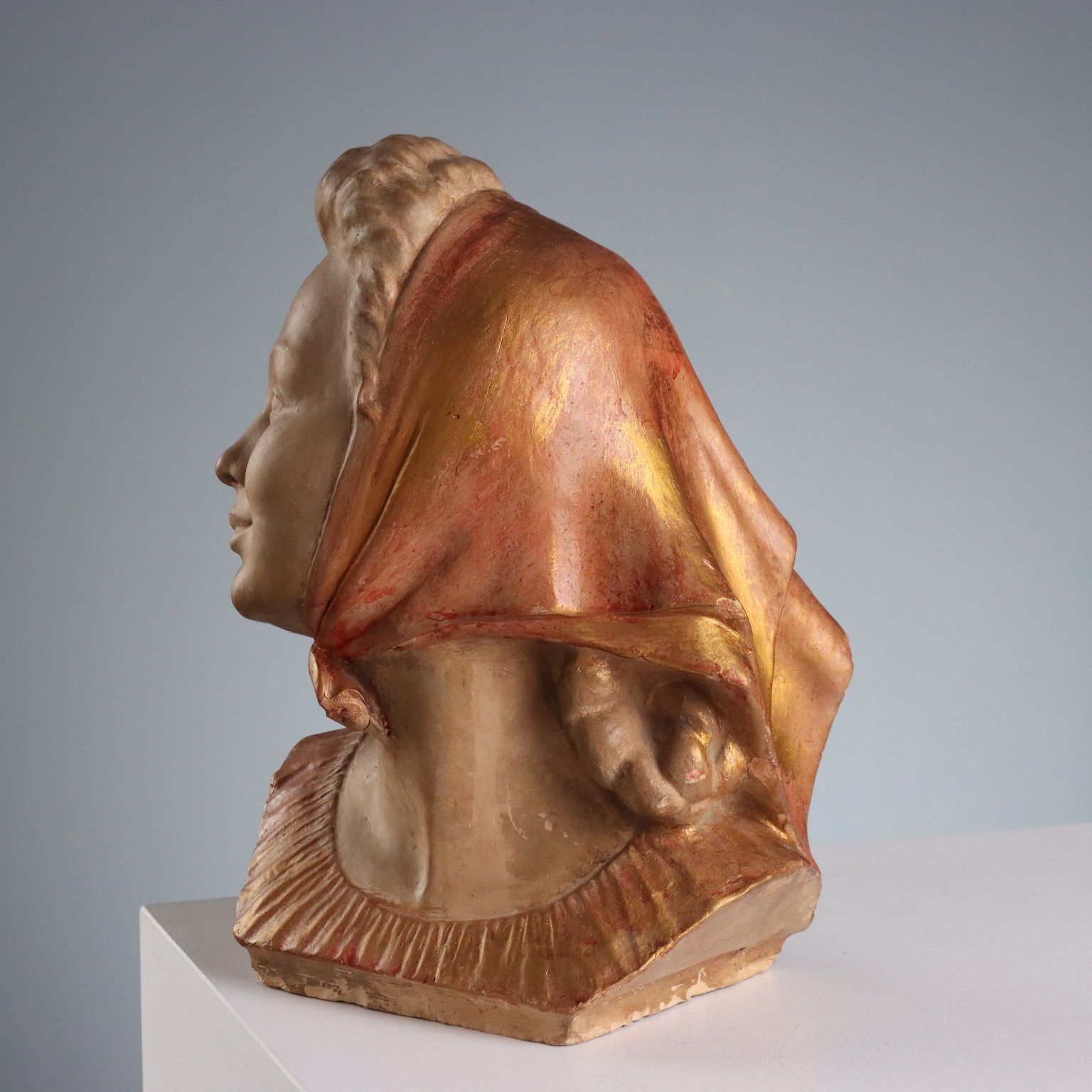 Antique Figurine Female Face Italy XIX XX Century photo vinterior