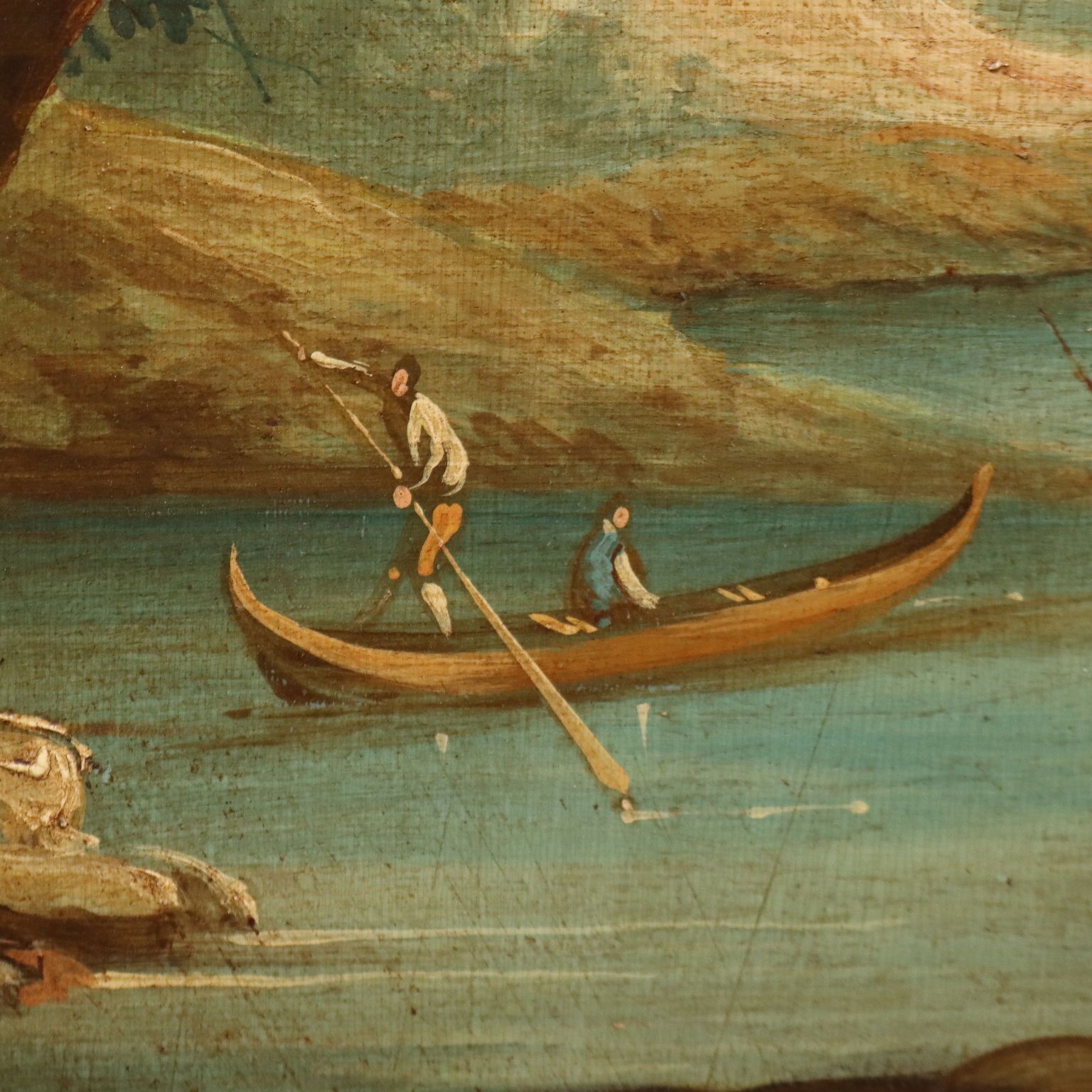 Antique Painting Landscape With River Oil On Hardboard XVIII Century photo 1760.0