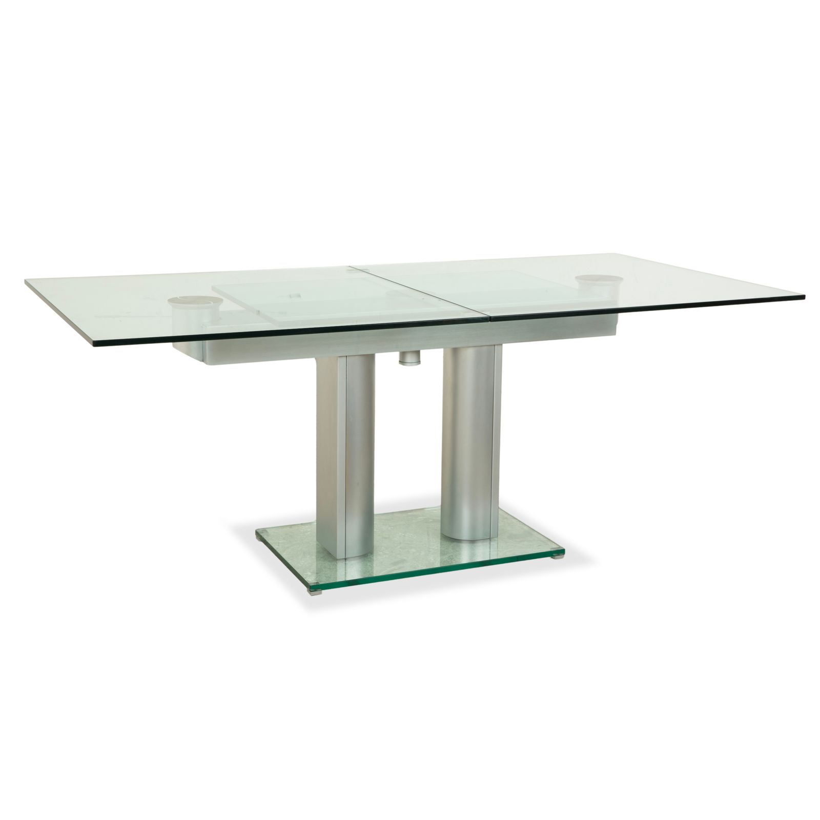 Bacher Nabucco. Glazen Eettafel, Zilver, Uitschuifbaar, Eetkamer, 190/250 X 95 Cm