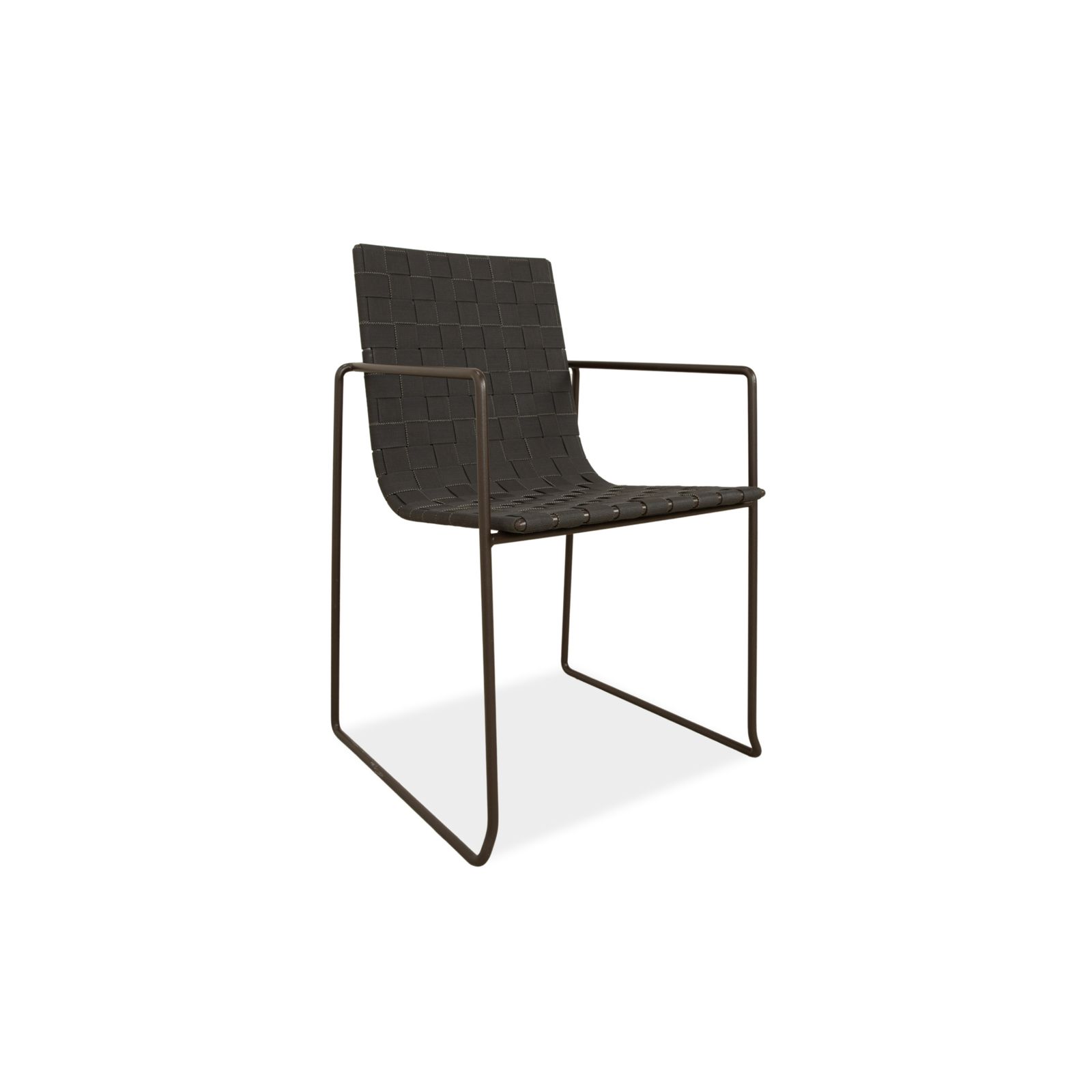 photo for sale Set Of 4 Andreu World Trenza Metal Chairs, Anthracite Brown, Including Armrests