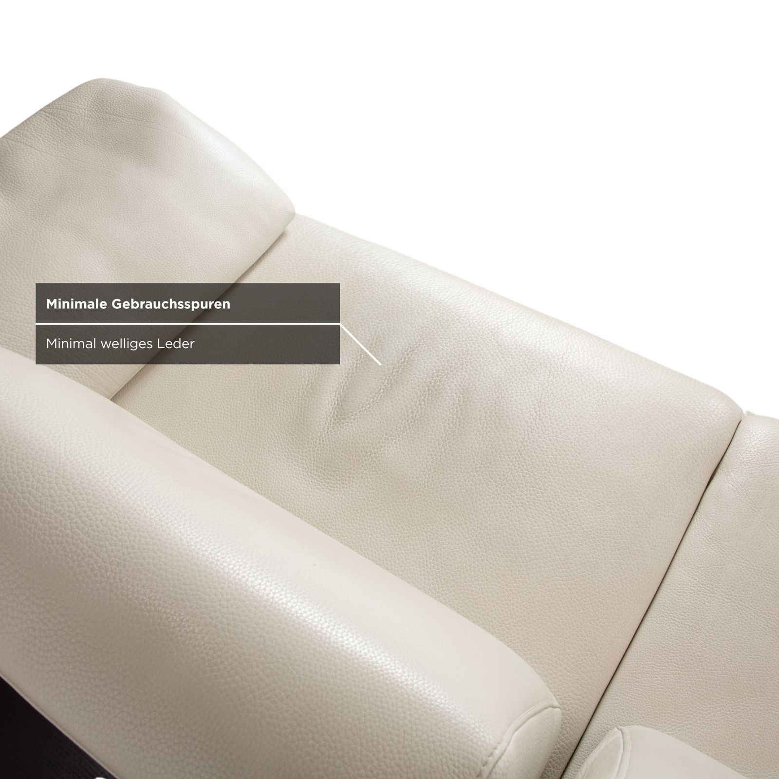 photo furniture Canapé 3 places Himolla en cuir blanc crème et bois