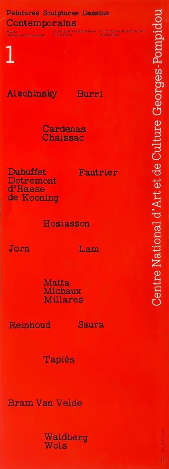 Centre Pompidou 1975 Alechinsky Dubuffet Jorn Matta Saura Tapies Poster Poster Poster