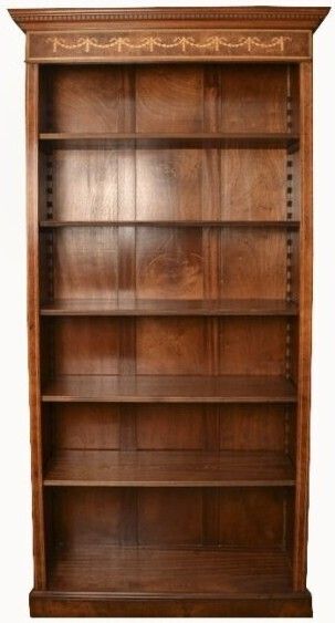 Pair Sheraton Style Burr Walnut Open Bookcases Late 20th C photo furniture