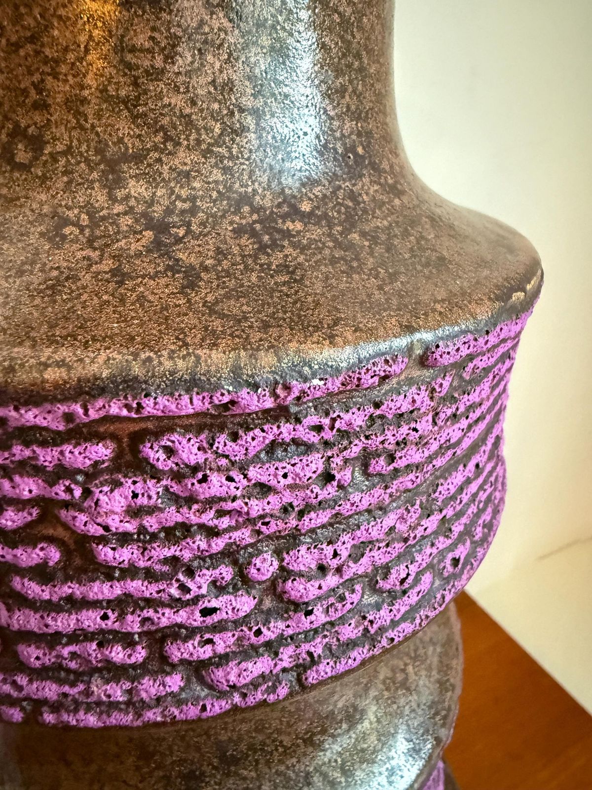 Vintage Scheurich West Germany Pagode Xxl Ceramic Vase   Model 267 48   Rare Purple Fat Lava Glaze   Mid Century   Pottery photo vintage