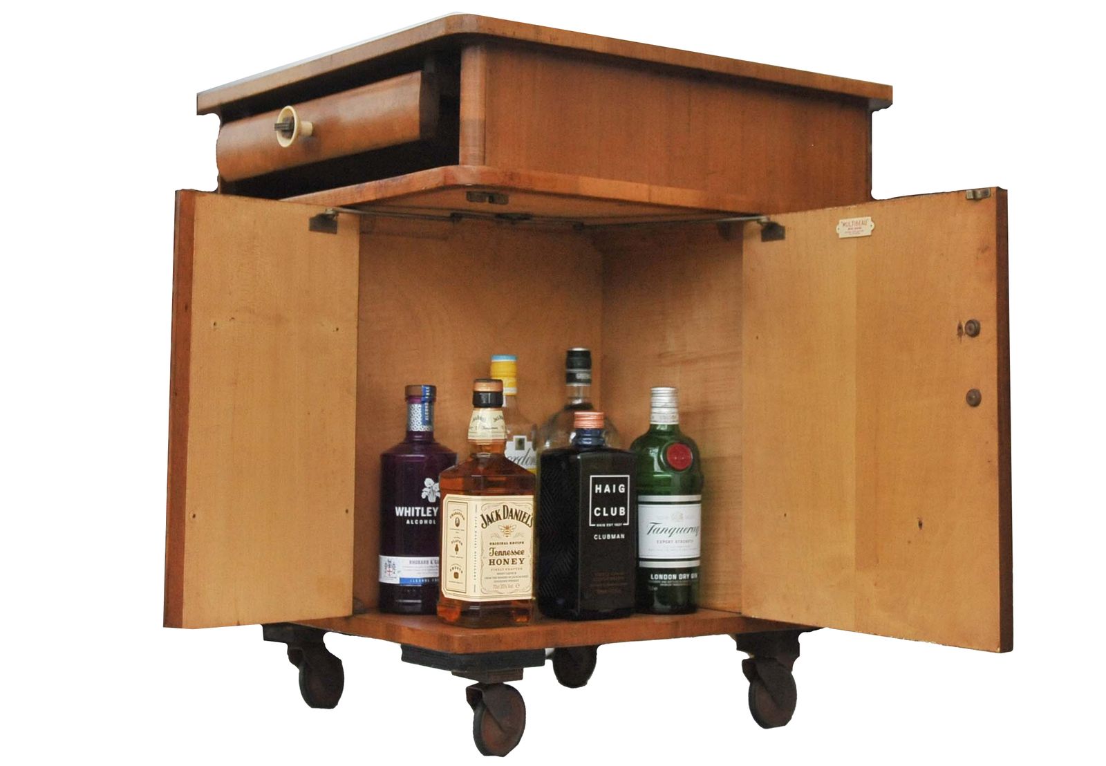photo for sale Art Deco "Multibeau" Cocktail Bar Cart Made Of Burr Walnut Veneer 1930's