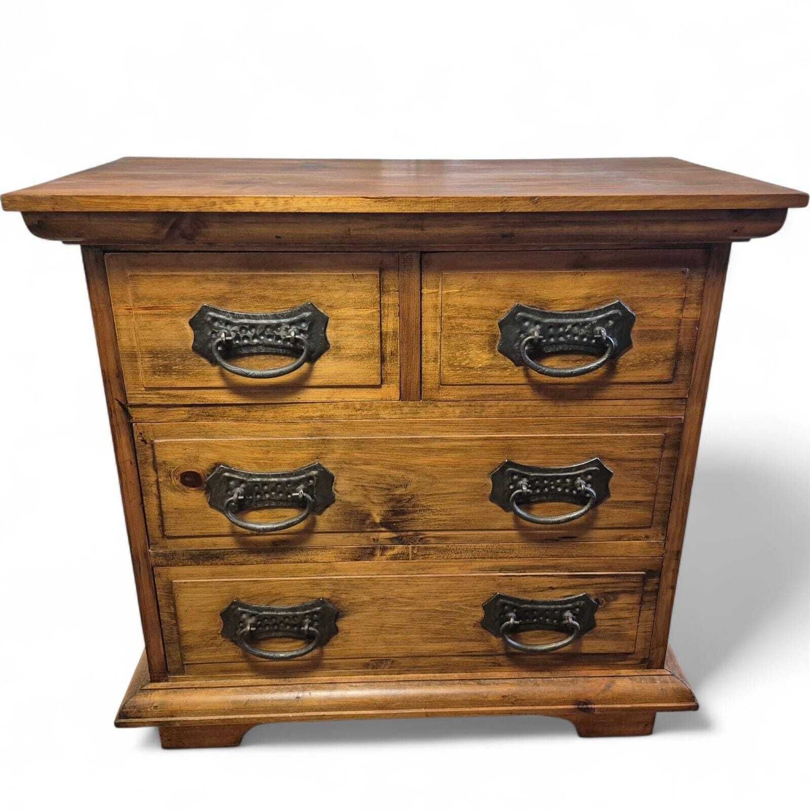 Antique Style Solid Sheesham Wood Chest Of Drawers – Rustic Farmhouse Storage – Country Cottage Furniture