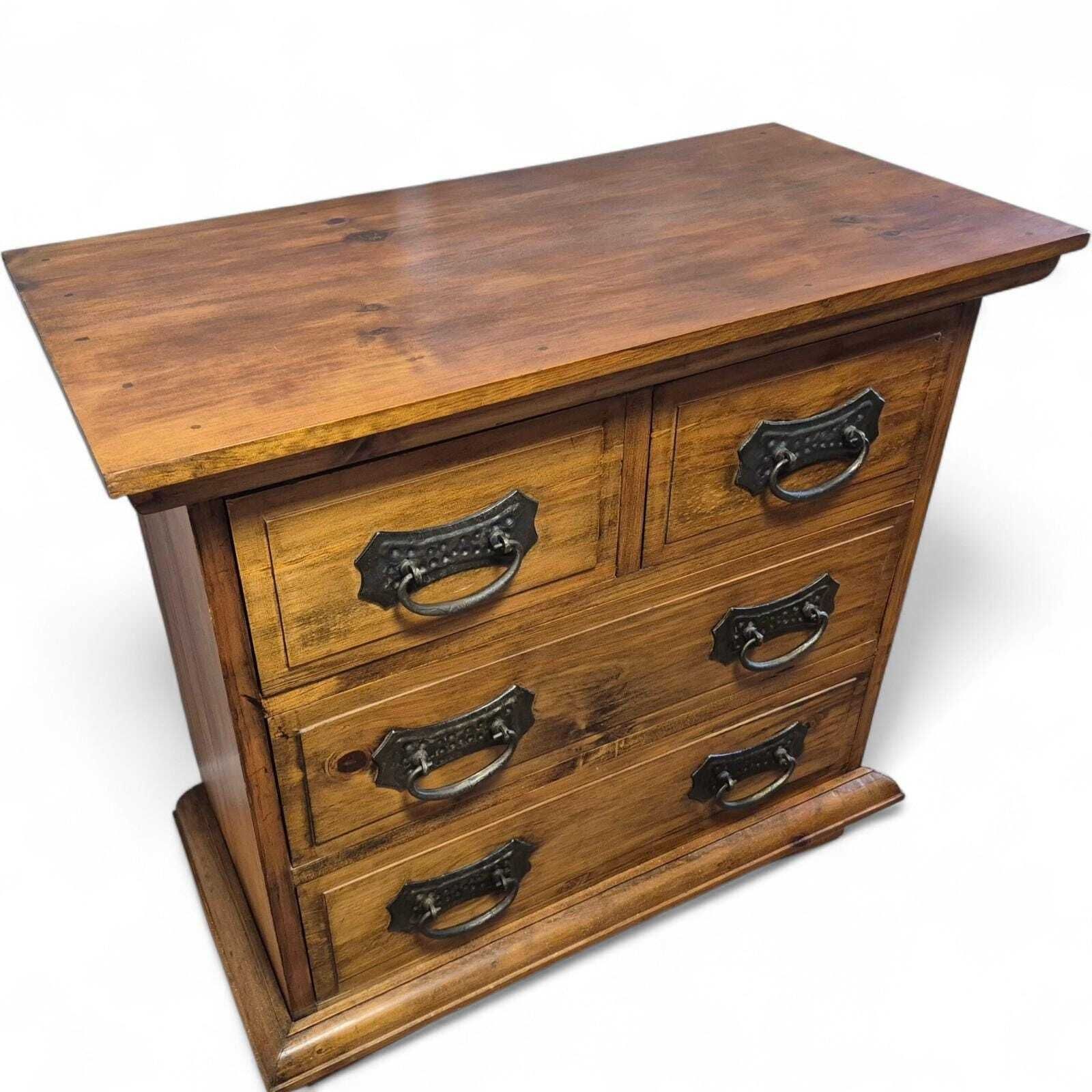 Antique Style Solid Sheesham Wood Chest Of Drawers – Rustic Farmhouse Storage – Country Cottage Furniture photo for sale