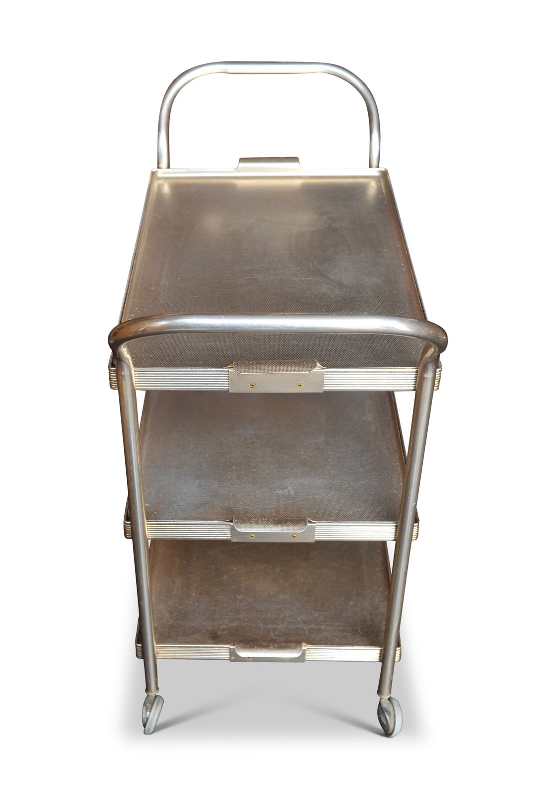 Mid Century Aluminum Bar Cart: 1960s Three Tier Drinks Trolley photo furniture