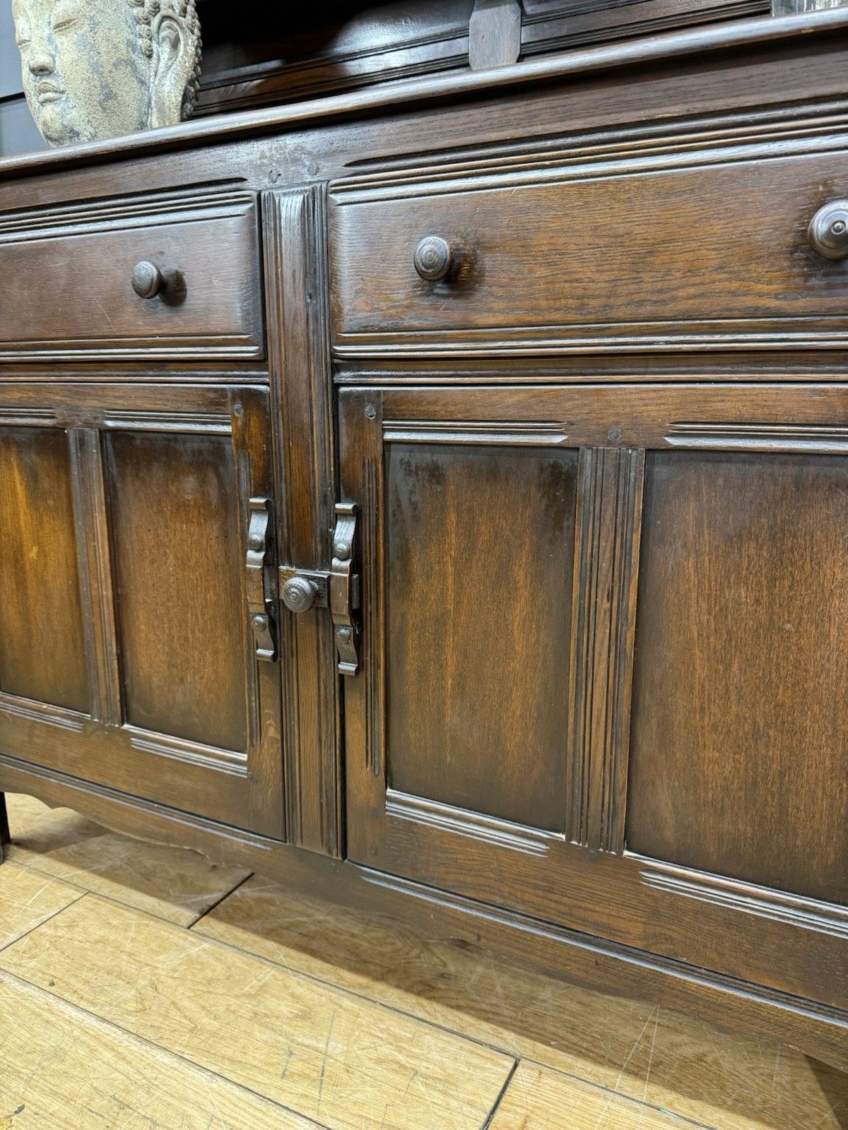 Ercol Old Colonial Solid Oak Dresser Base And Rack – Classic Vintage Storage photo furniture