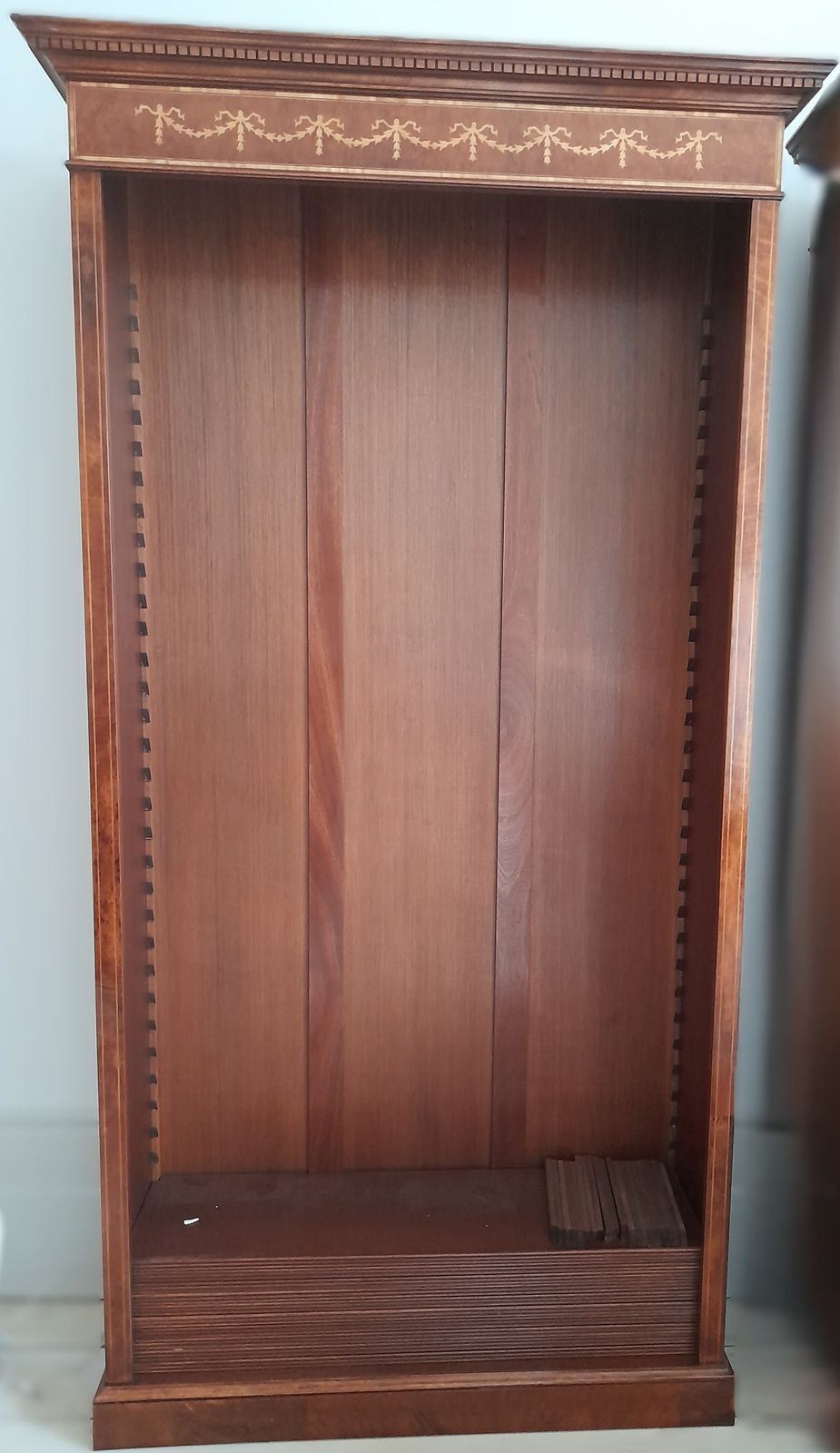 Pair Sheraton Style Burr Walnut Open Bookcases Late 20th C photo Furniture
