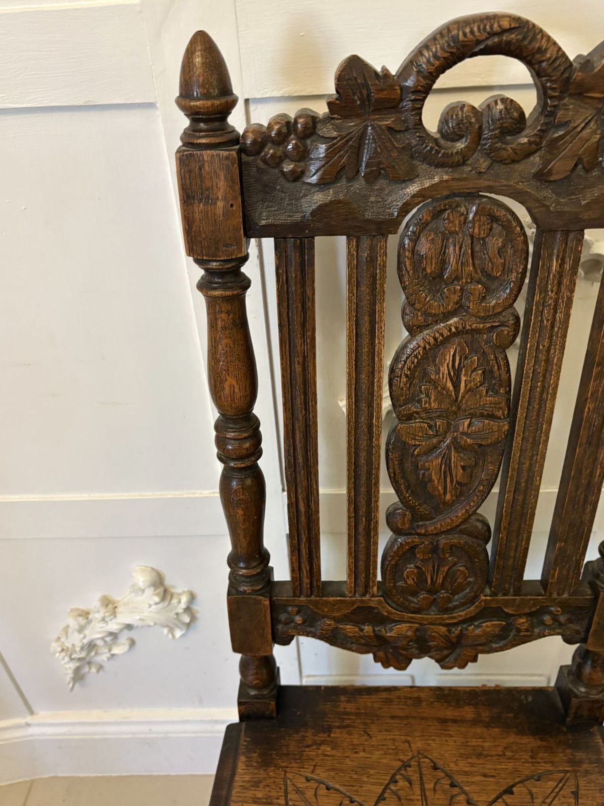 Furniture Antique 19th Century Pair Of Quality Carved Oak Side Chairs photo