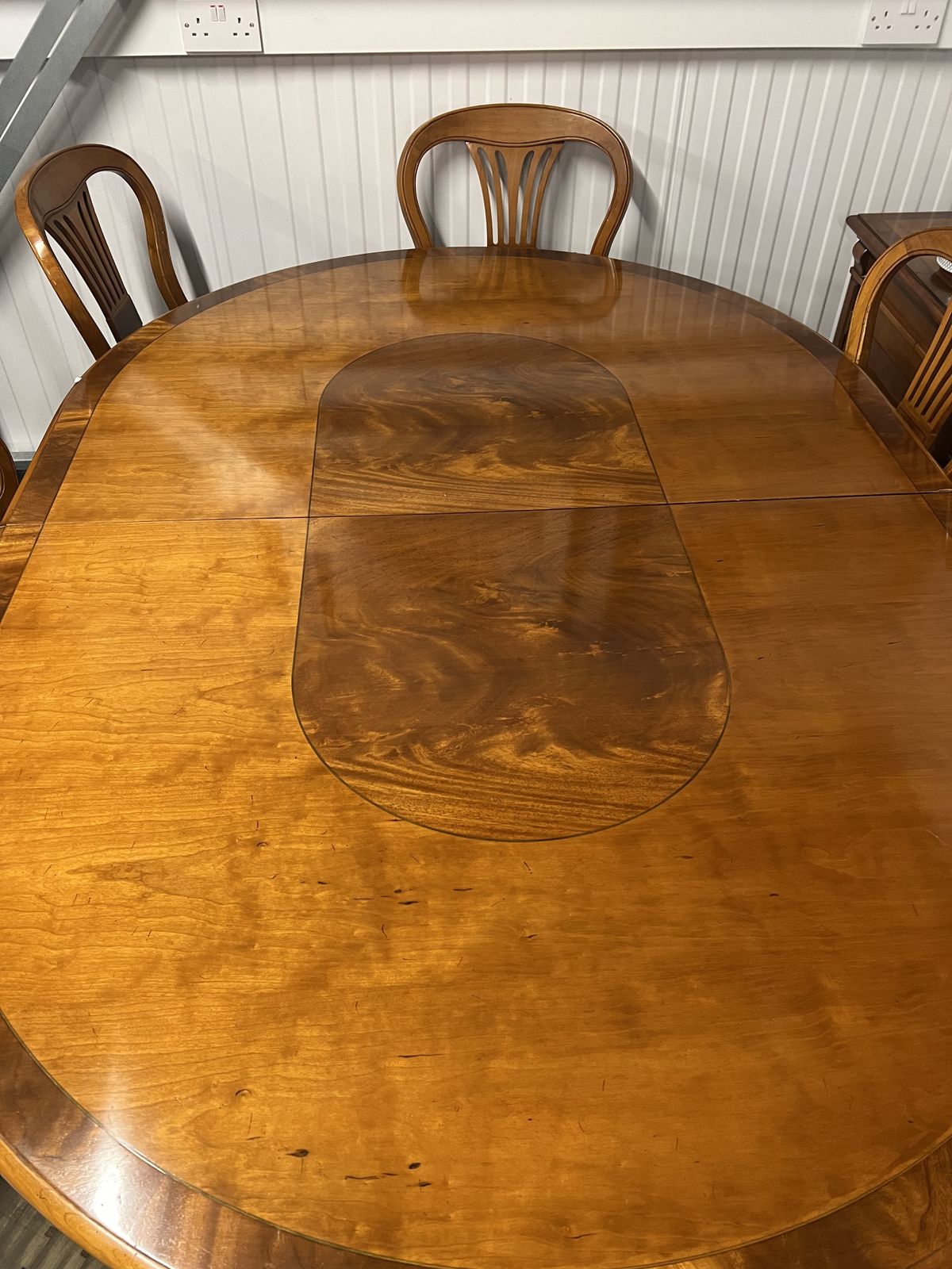 Large Cherry Wood Pedestal Dining Table And 8 Chairs photo Furniture