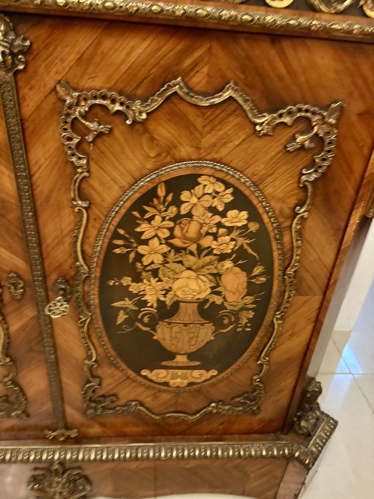 photo furniture Exceptional Quality Antique French Louis XVI Style Marble Top Side Cabinet