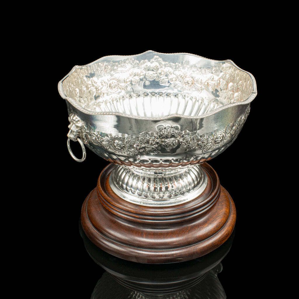 Antique Presentation Bowl English Silver Plate Ice Bucket Cooler Edwardian