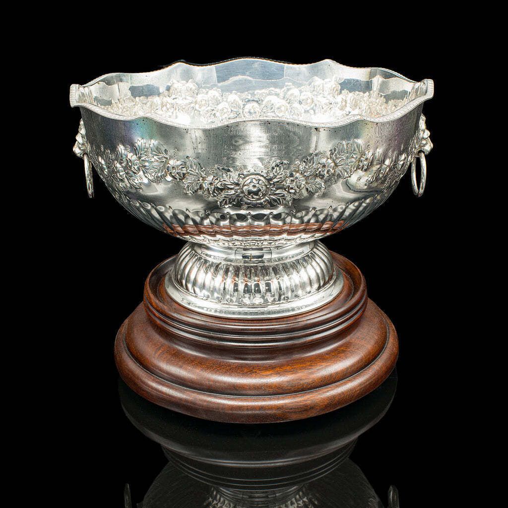 Antique Presentation Bowl English Silver Plate Ice Bucket Cooler Edwardian photo furniture