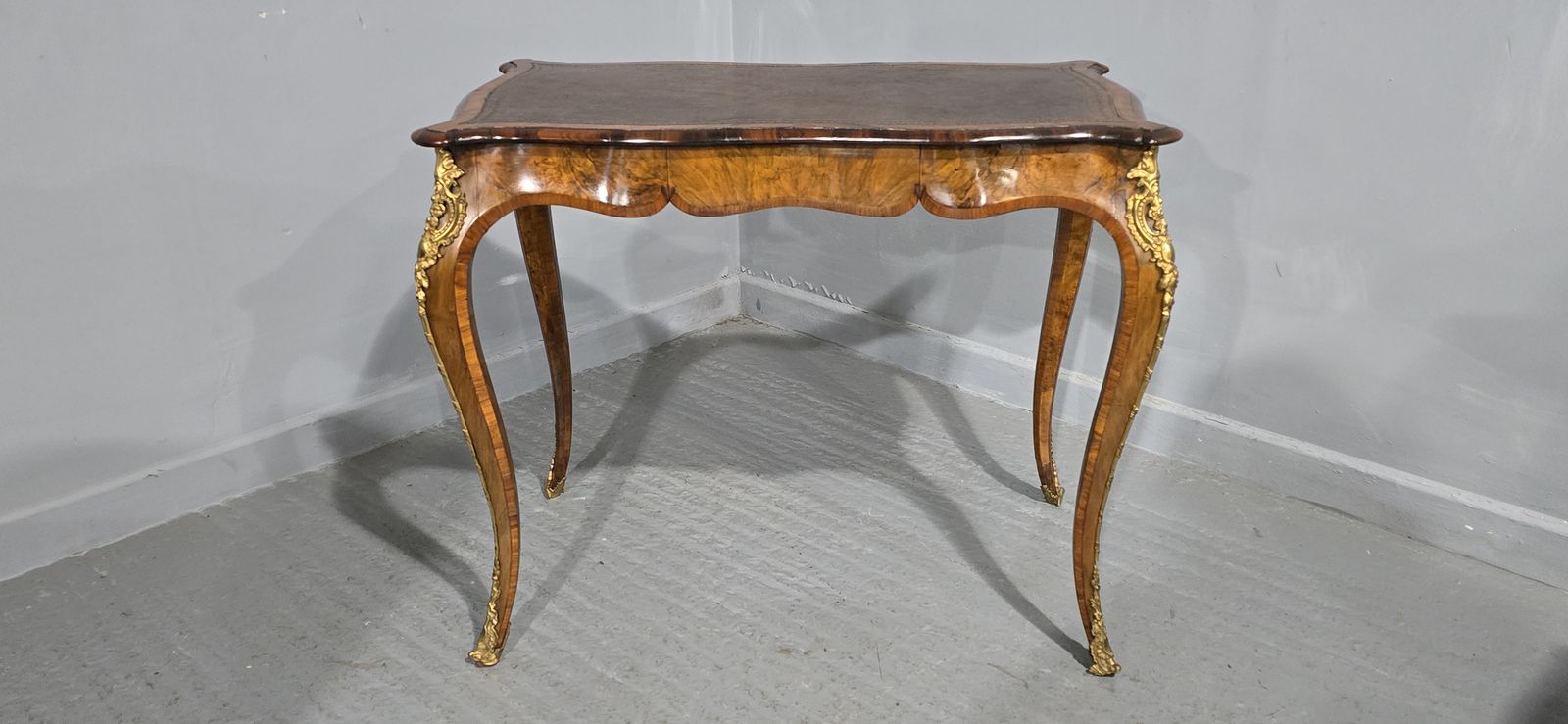 Fine French Burr Walnut Bureau Platt Desk photo buy