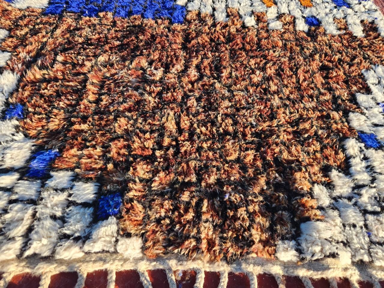 Authentic High Quality Beni Ouarain Rug – 300x200 Cm | Handwoven Moroccan Wool Carpet | Blue & Earthy Tones photo Textiles