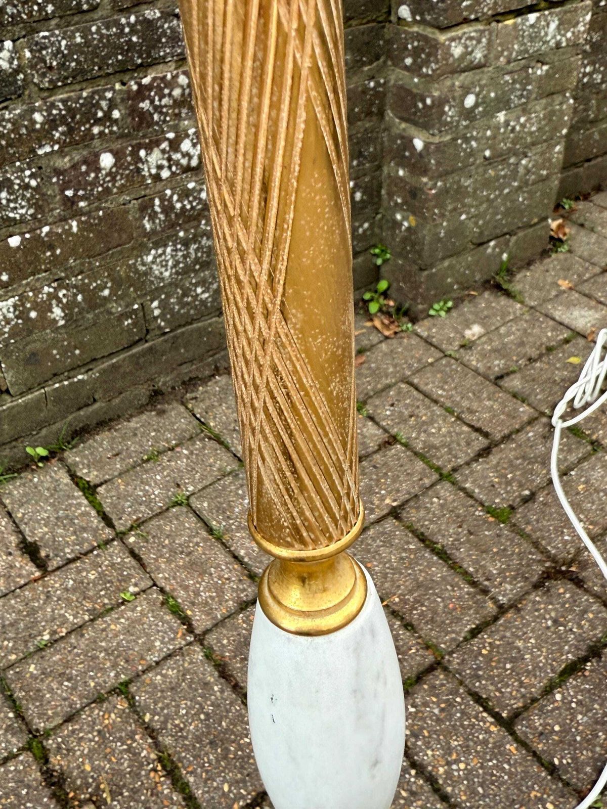 Lighting Vintage 1970s/80s Brass And Marble Floor Lamp With White Stone Detail Hollywood Regency   Working Pat Tested photo