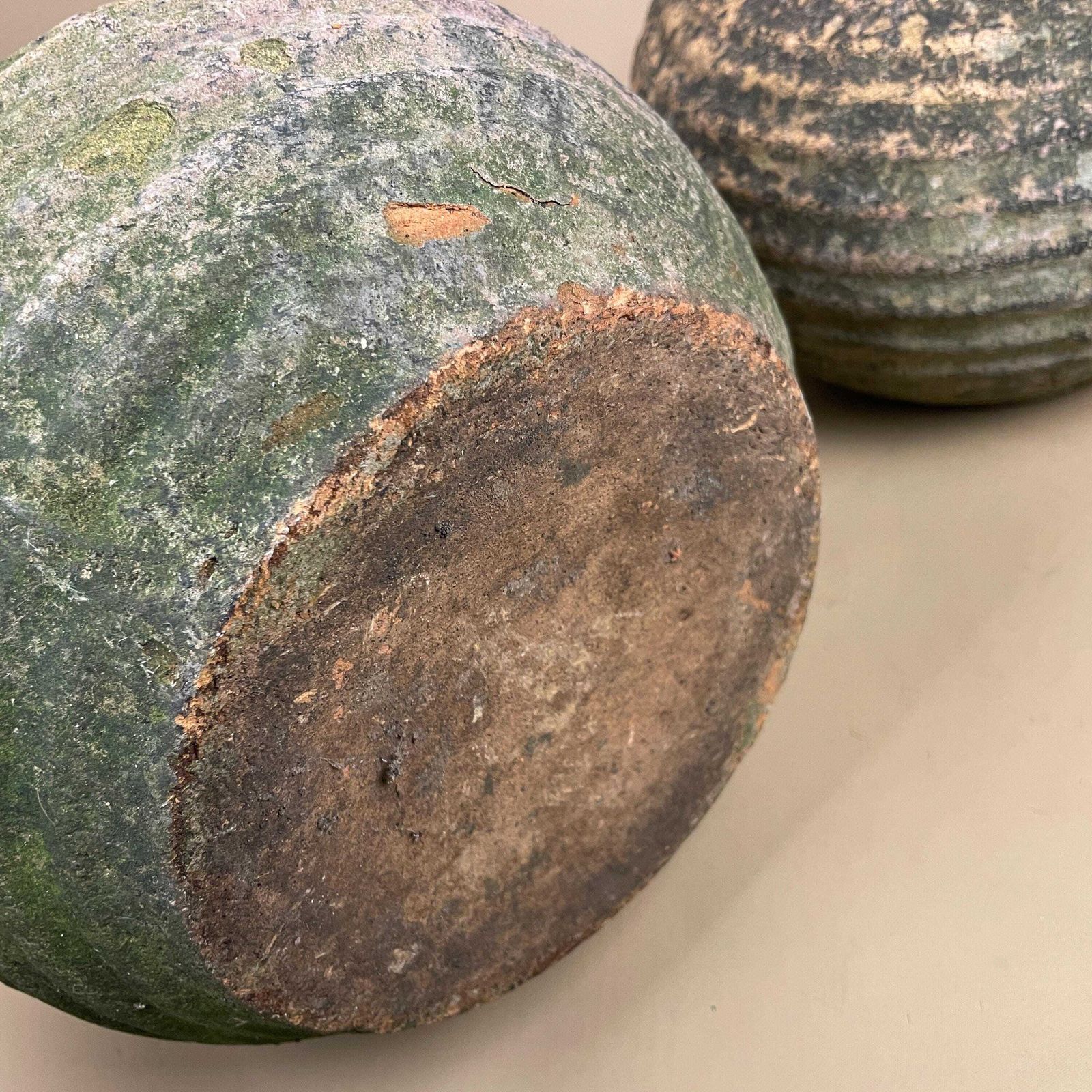 photo furniture Pair Rustic Clay Pots Weathered Earthenware Vessels Wabi Sabi Primitive Decor Natural Handmade Pottery Home Accent Textured Indoor Outdoor
