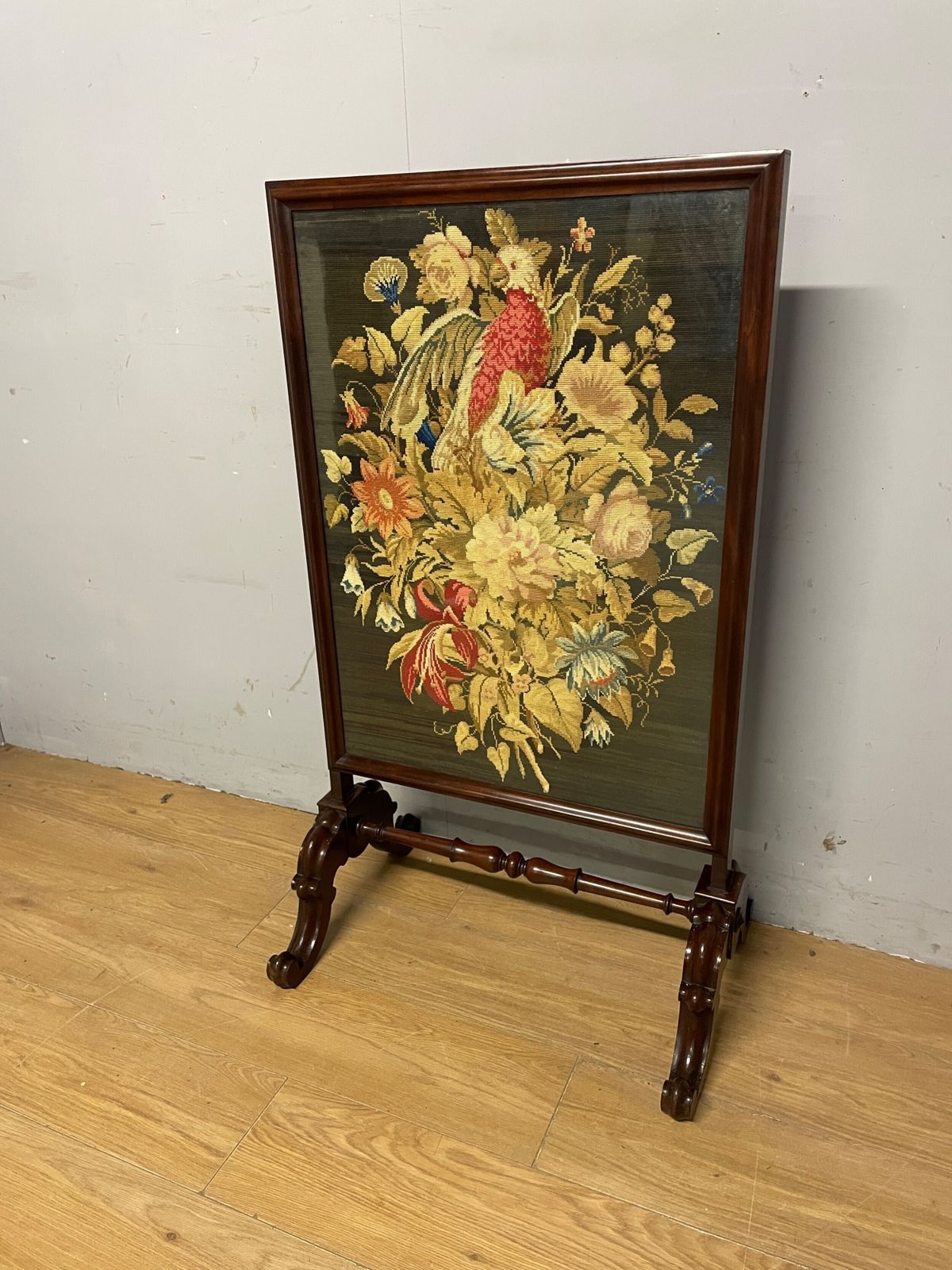 C19th Country House Mahogany Tapestry Firescreen