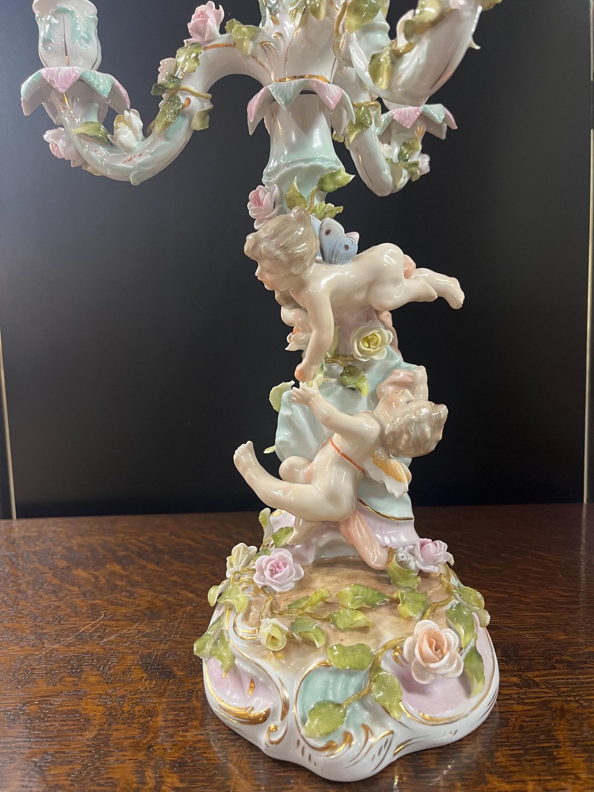 Antique German 19th C Sitzendorf A Branch Large Porcelain Candelabra photo for sale