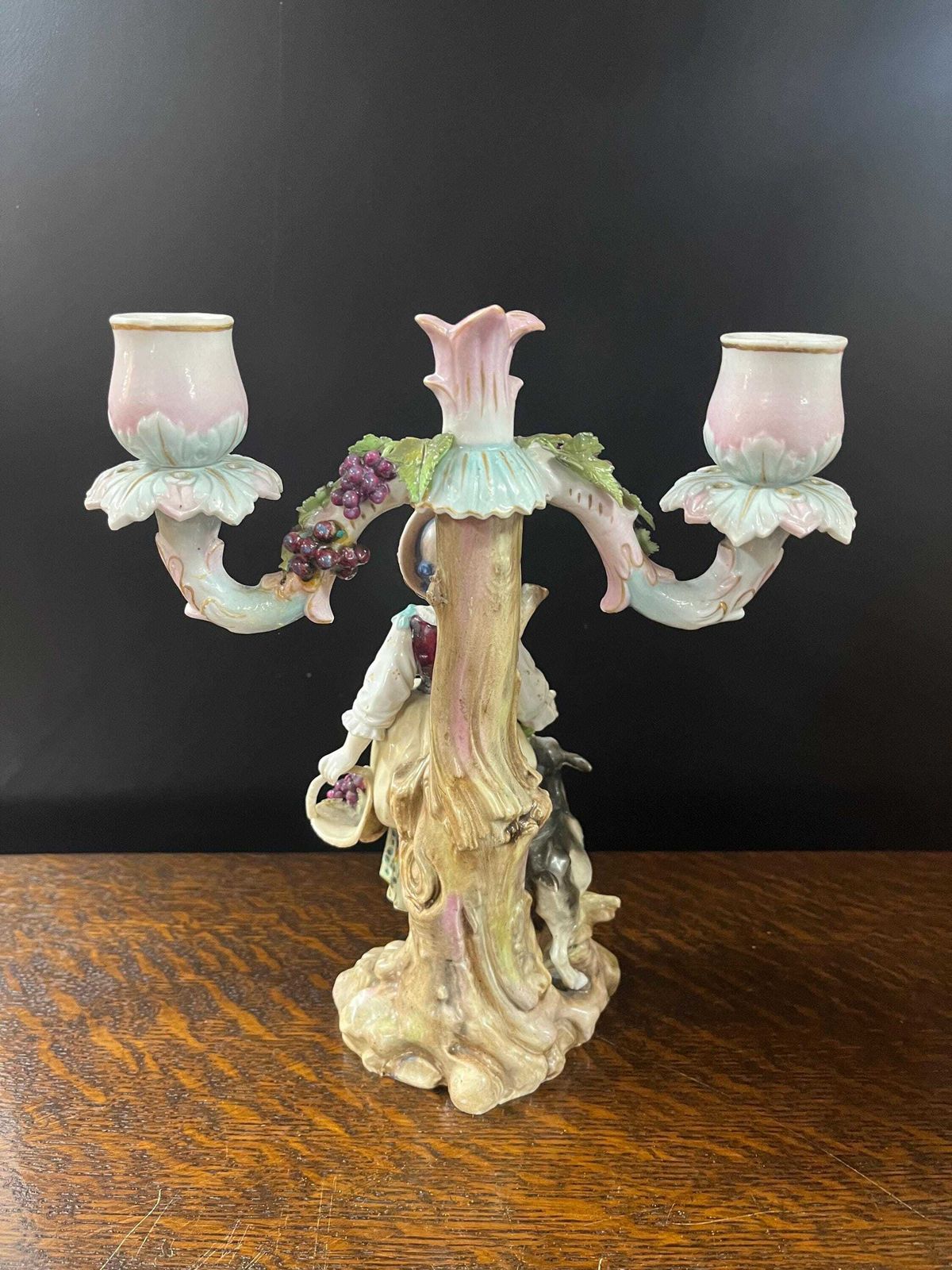 Antique German 19th C Sitzendorf 2 Branch Porcelain Candelabras photo 245.0