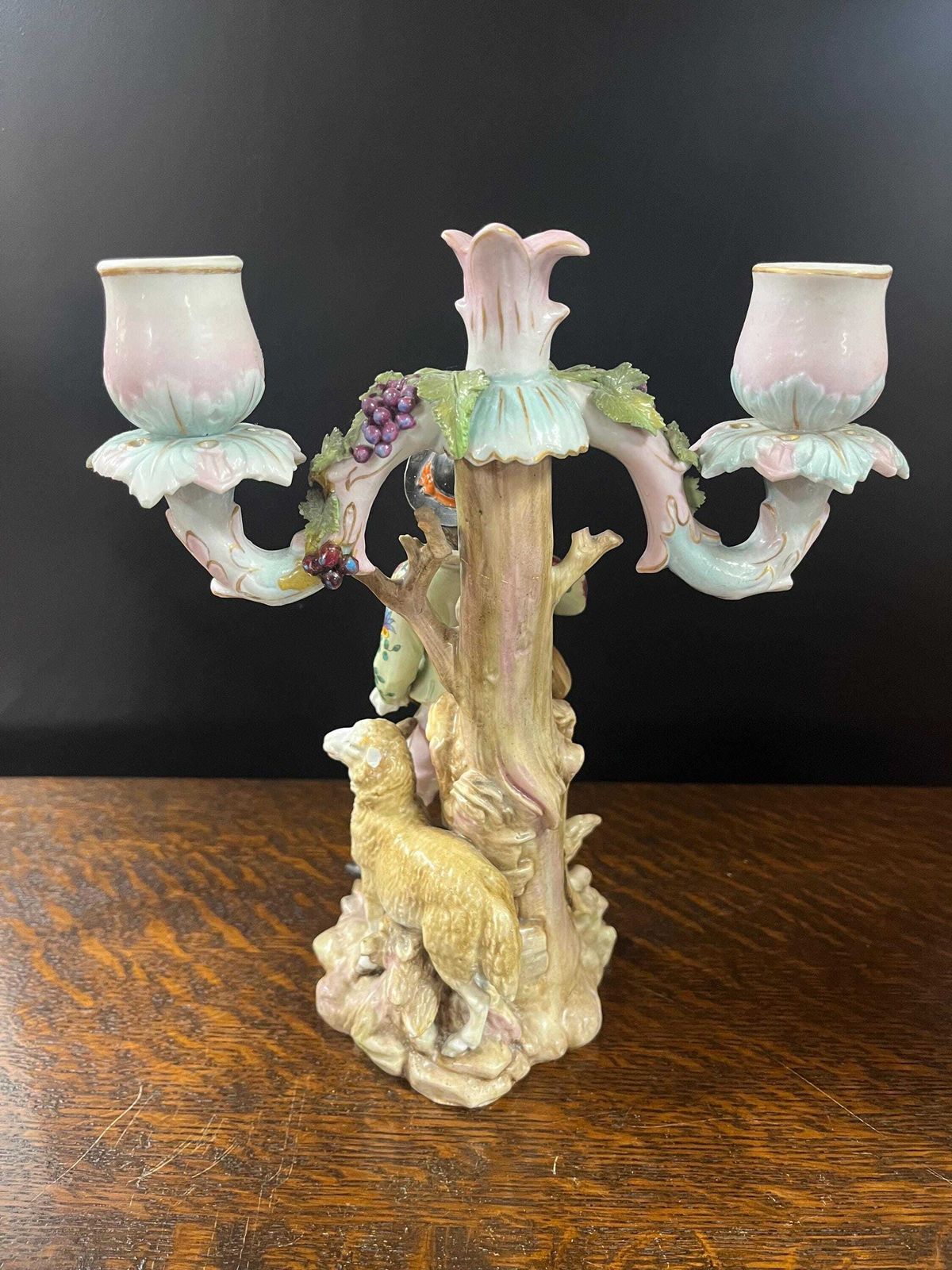 Antique German 19th C Sitzendorf 2 Branch Porcelain Candelabras photo buy