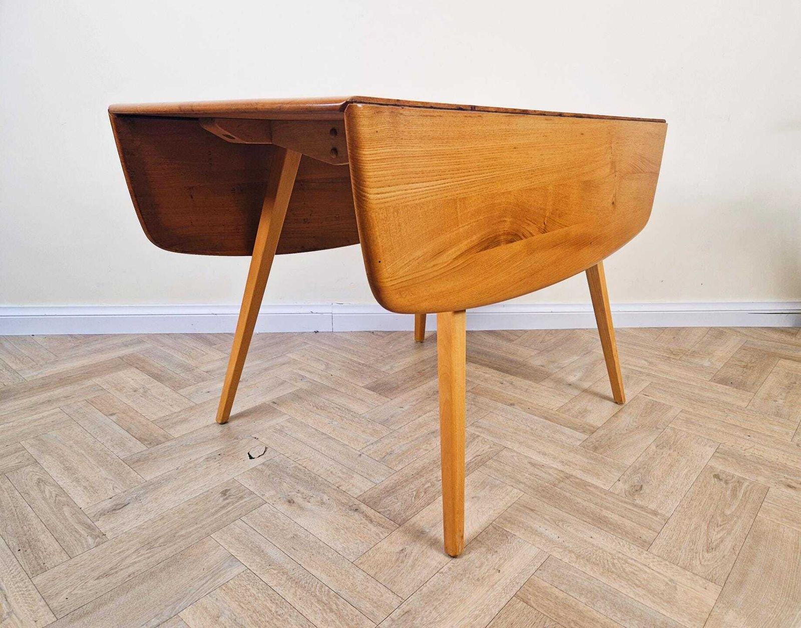 Ercol Windsor Mid Century Solid Elm Danish Design Drop Leaf Table & Chair Set photo 1195.0