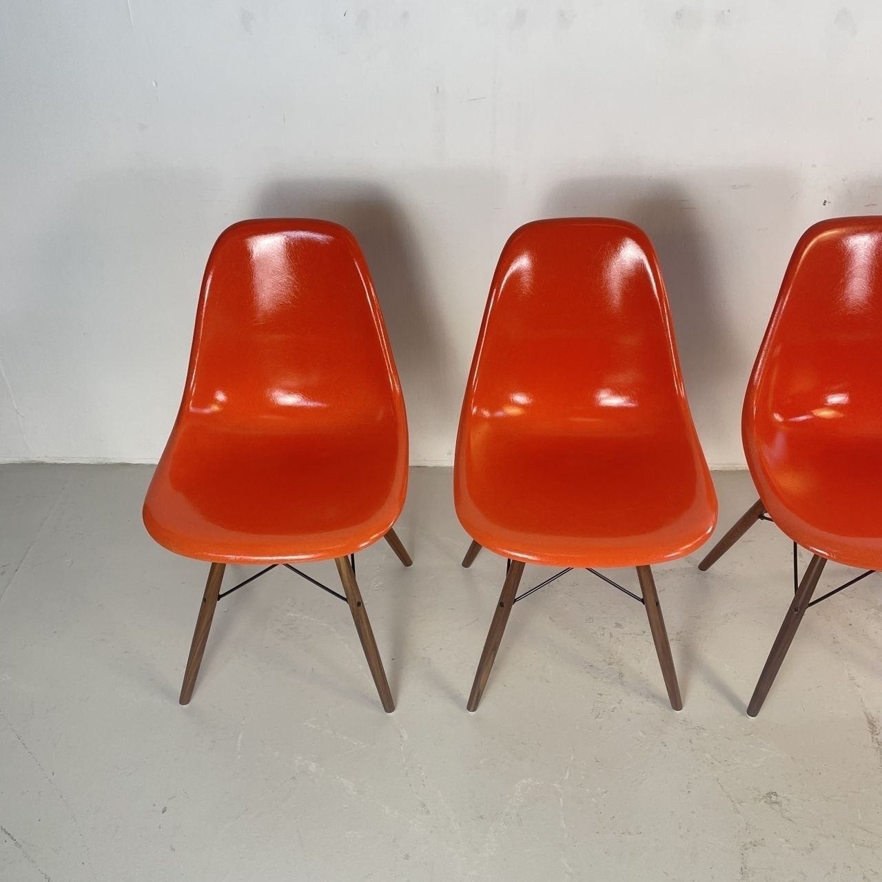 Eames Herman Miller Dsw Side Chairs In Coral Orange photo furniture