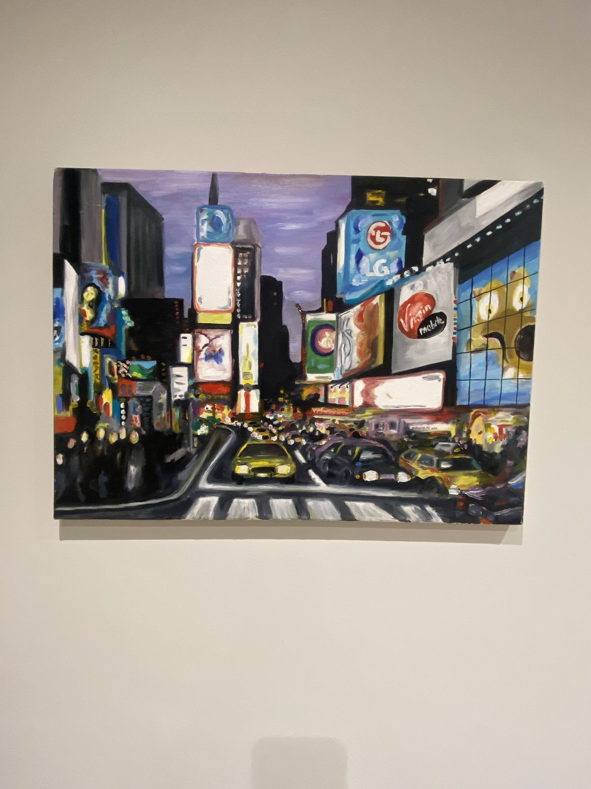 149.0 Original New York City Painting | Hand Painted Urban Street Scene Acrylic On Canvas photo