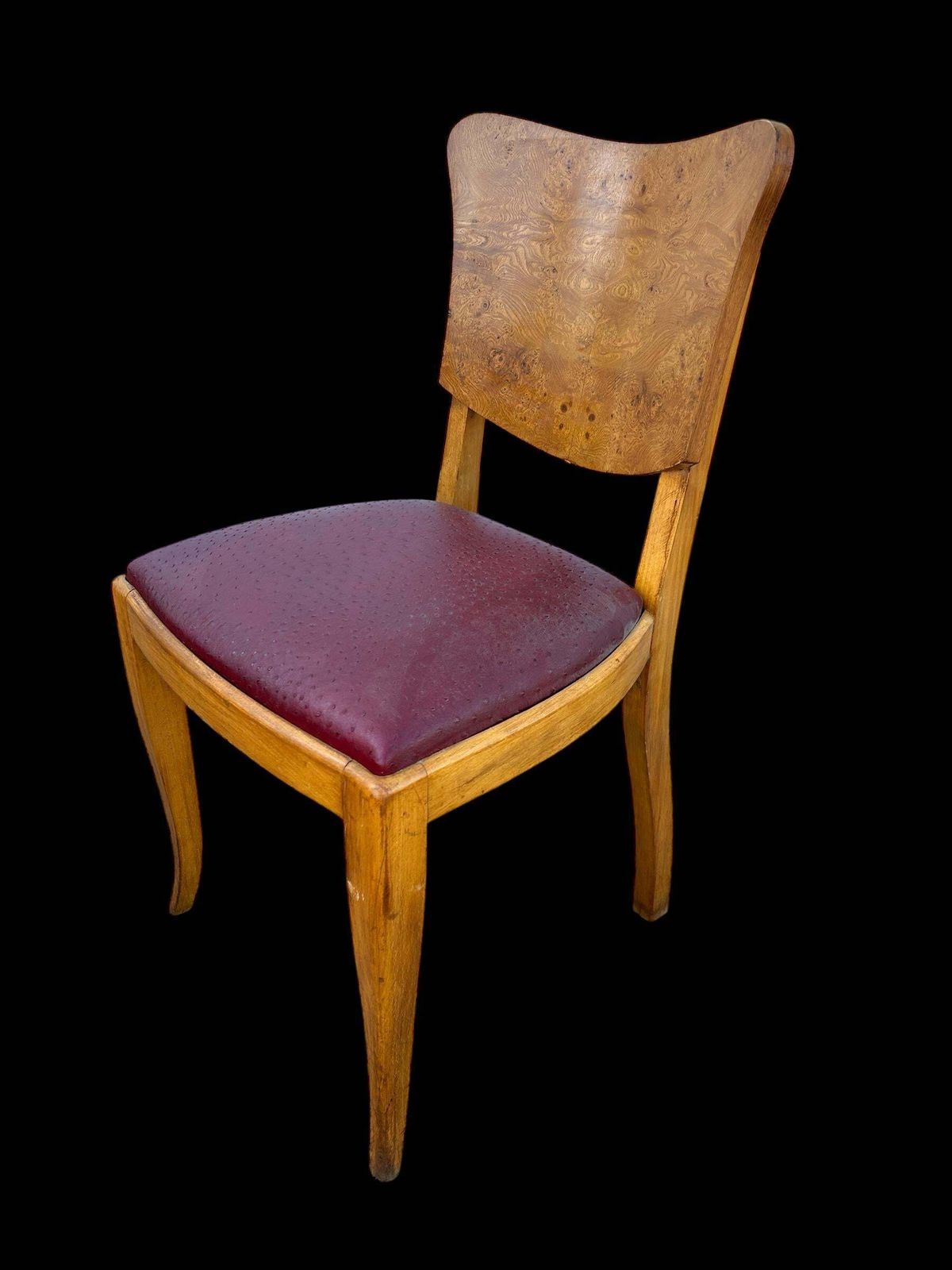 Set Of 6 French Art Deco Chairs In Burl photo for sale