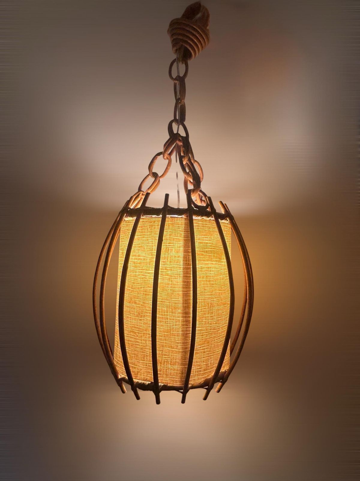 Louis Sognot Rattan Ceiling Pendant Light photo Lighting