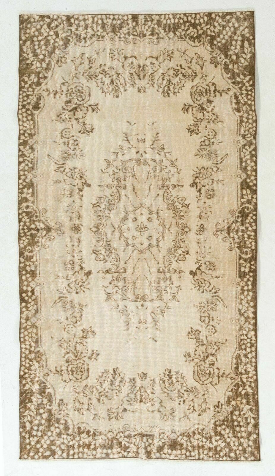 3.8x7 Ft Hand Knotted Vintage Turkish Oushak Rug, Ideal For Home & Office Decor photo furniture