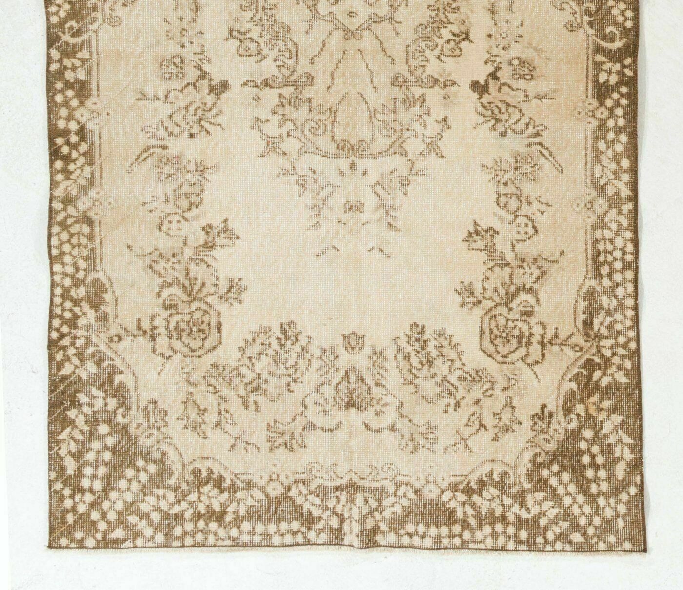 3.8x7 Ft Hand Knotted Vintage Turkish Oushak Rug, Ideal For Home & Office Decor photo Textiles