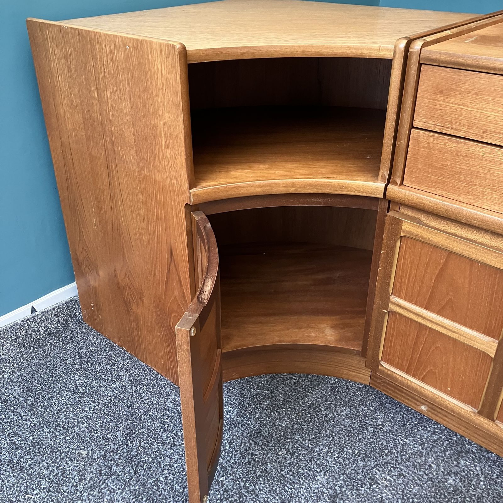 A Mid Century Teak Nathan Squares Corner Cabinet Made In The 1970s By Parker Knoll photo Furniture