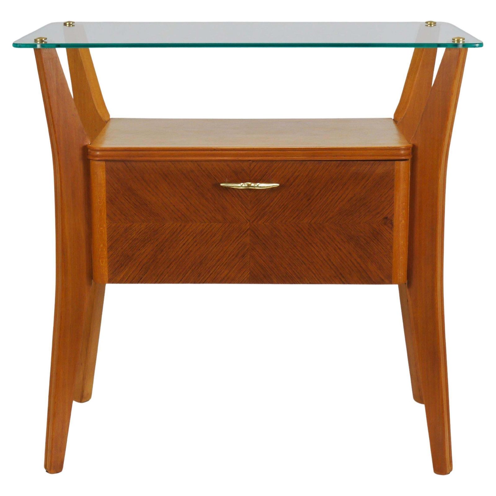 Gio Ponti Maple & Walnut Nightstand Table, La Permanente Mobili Cantù, 1940s