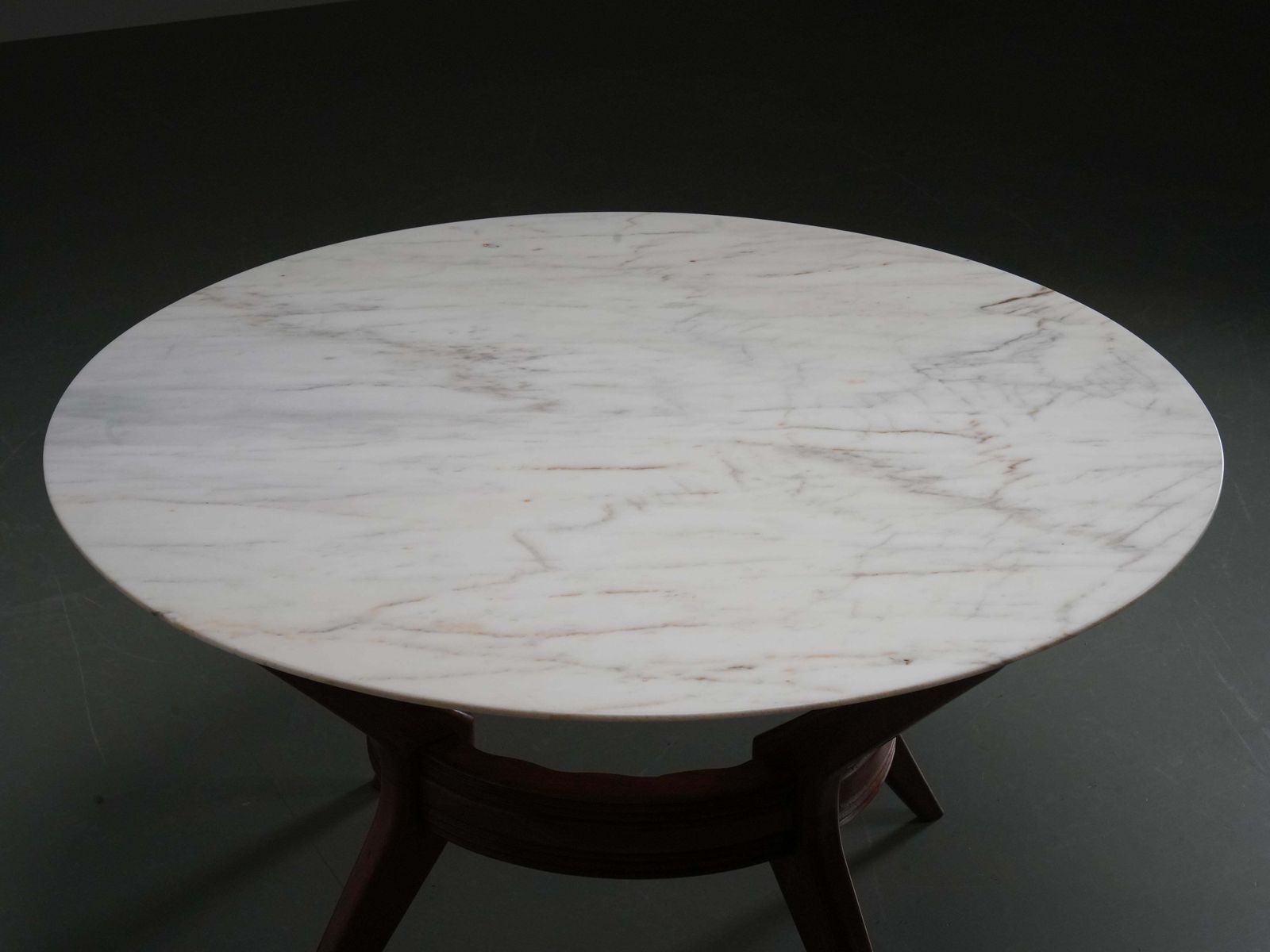 Round Dining Room Table In Walnut And Marble By Ariberto Colombo, Italy, 1950's photo vinterior