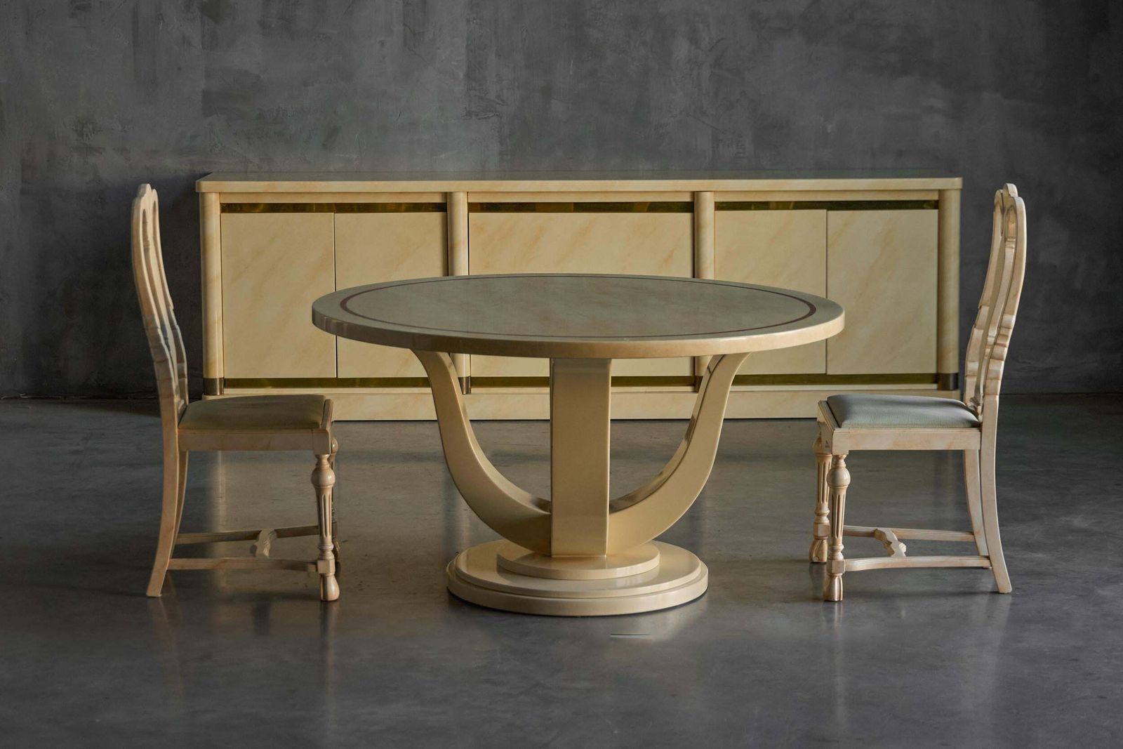 photo for sale Faux Marble Lacquered Table By Jean Claude Mahey, France, 1970s