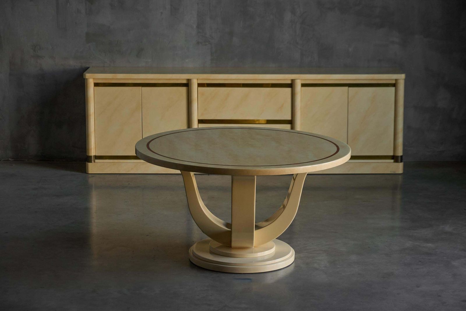 photo furniture Faux Marble Lacquered Sideboard By Jean Claude Mahey, France, 1970s