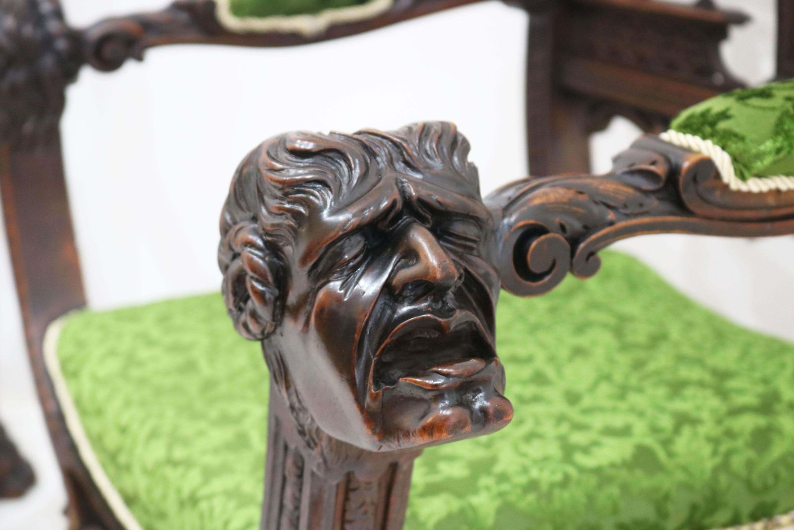 Rare Pair Of Gothic Revival Chairs By Victor Aimone 19th Century Dragons Knights photo for sale