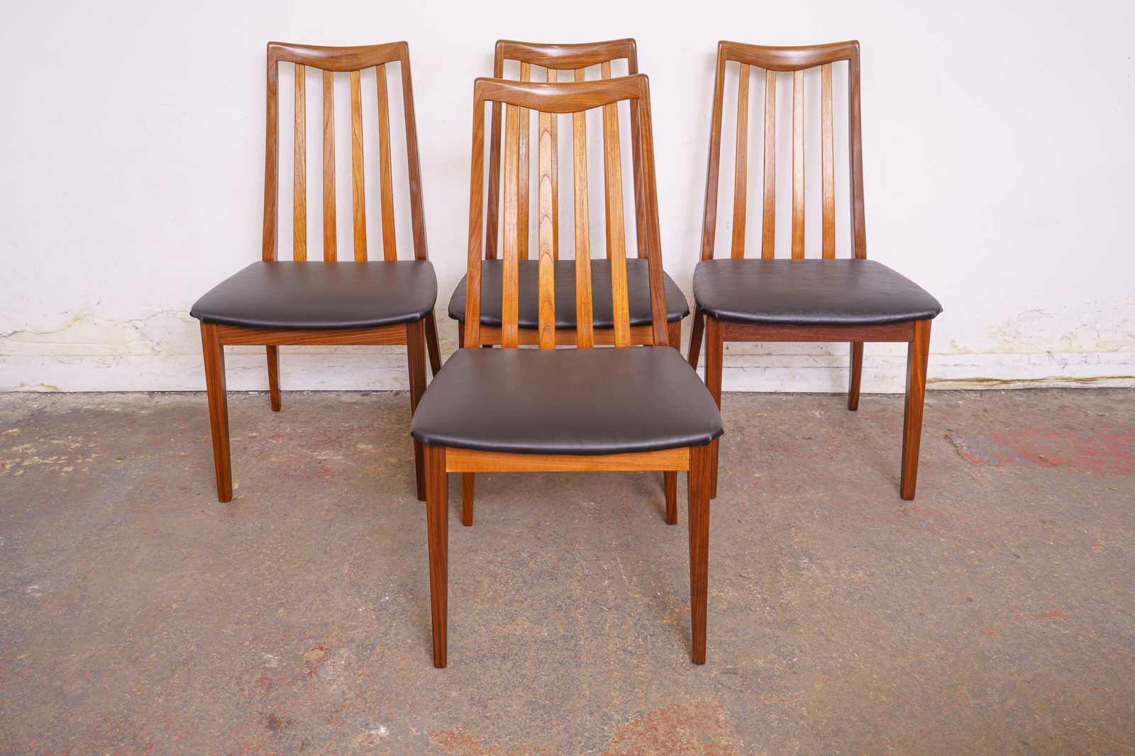 4 G Plan Mid Century Teak Dining Chairs, Newly Upholstered photo vintage