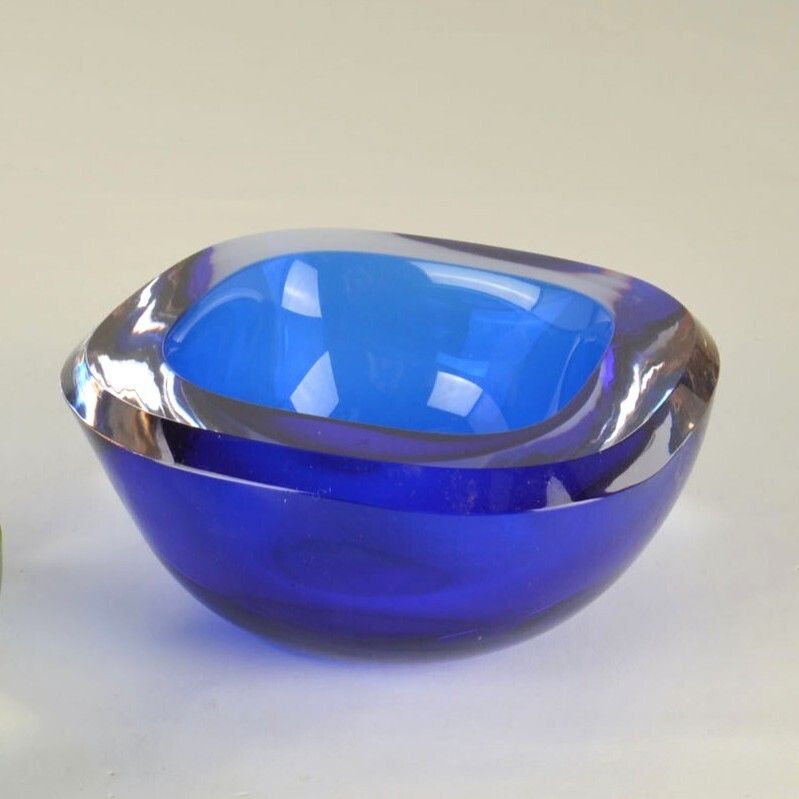 Murano Sommerso Blue Glass Bowls By Flavio Poli Seguso, Italy 1960 photo for sale