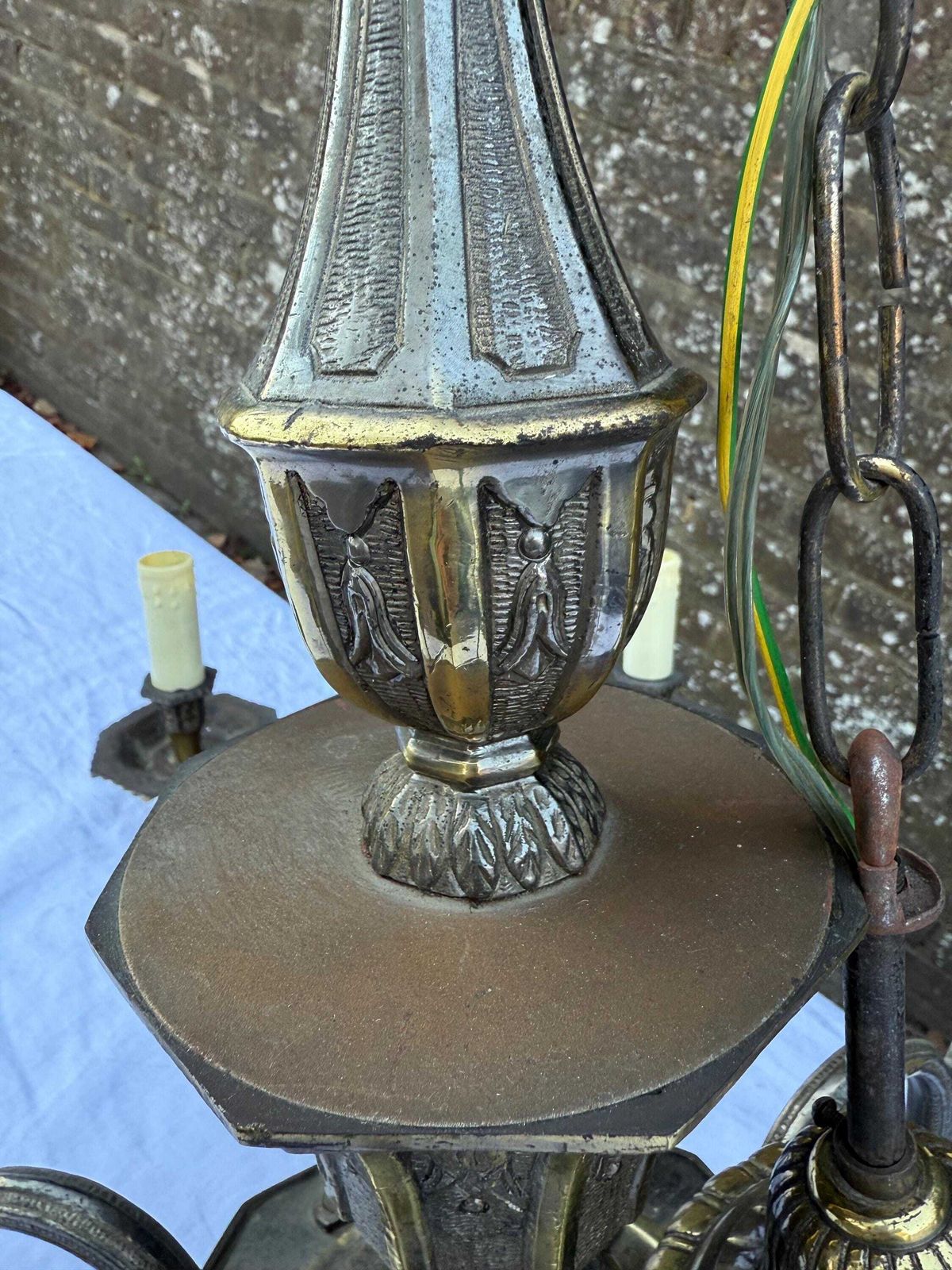 Vintage 1950s French Rococo Revival Brass & Bronze Eight Arm Chandelier – Ornate Antique Lighting photo vinterior