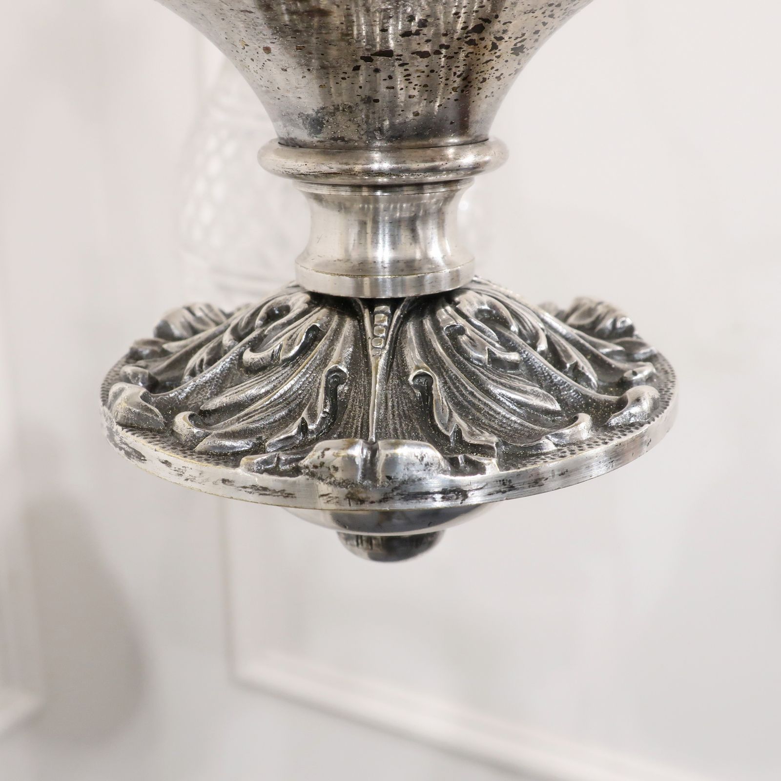 photo buy Edwardian Silver Chandelier With Crystal Glass Shades Attributed To Osler