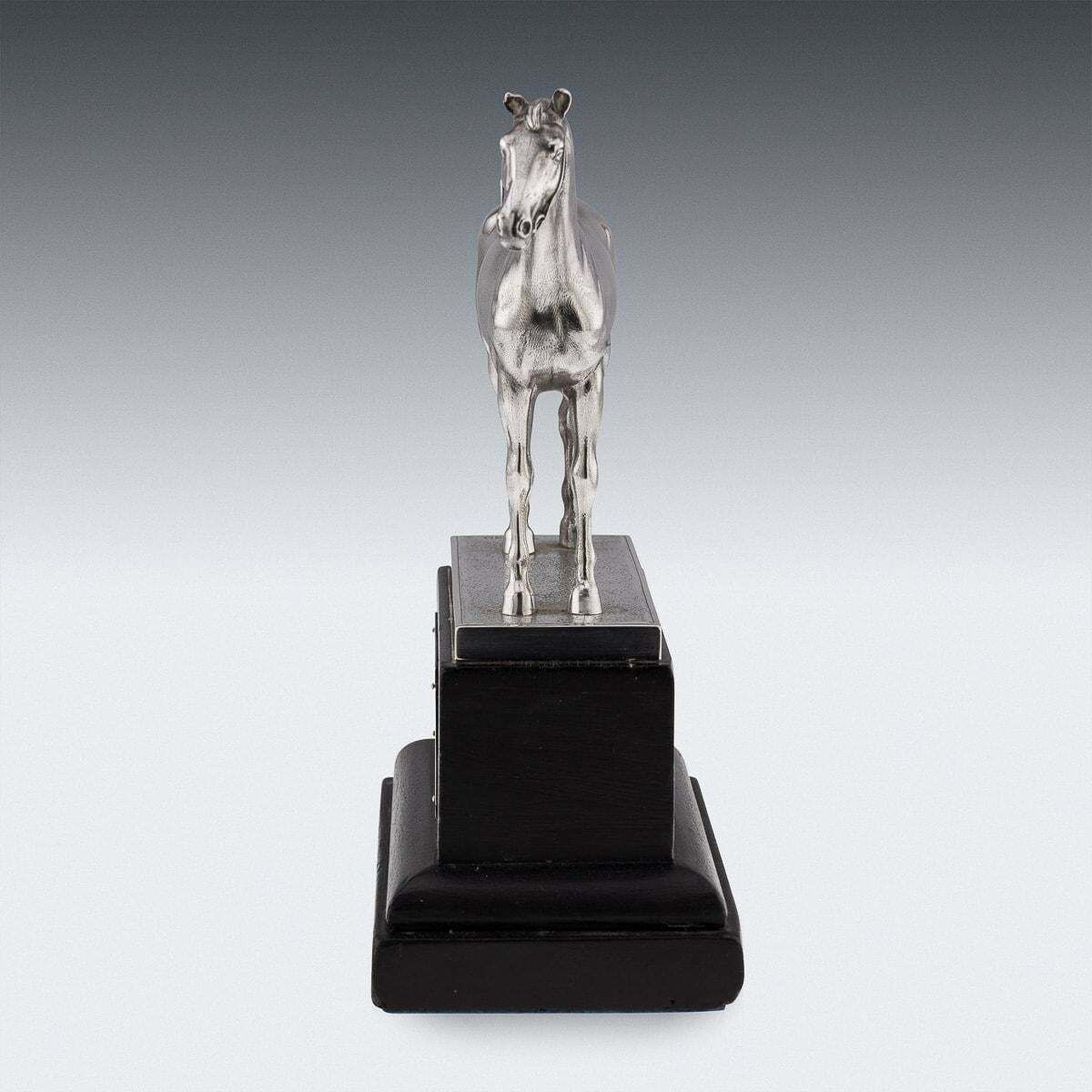 Antique 20th Century Edwardian English Solid Silver Horse Trophy On Stand C.1908 photo Art