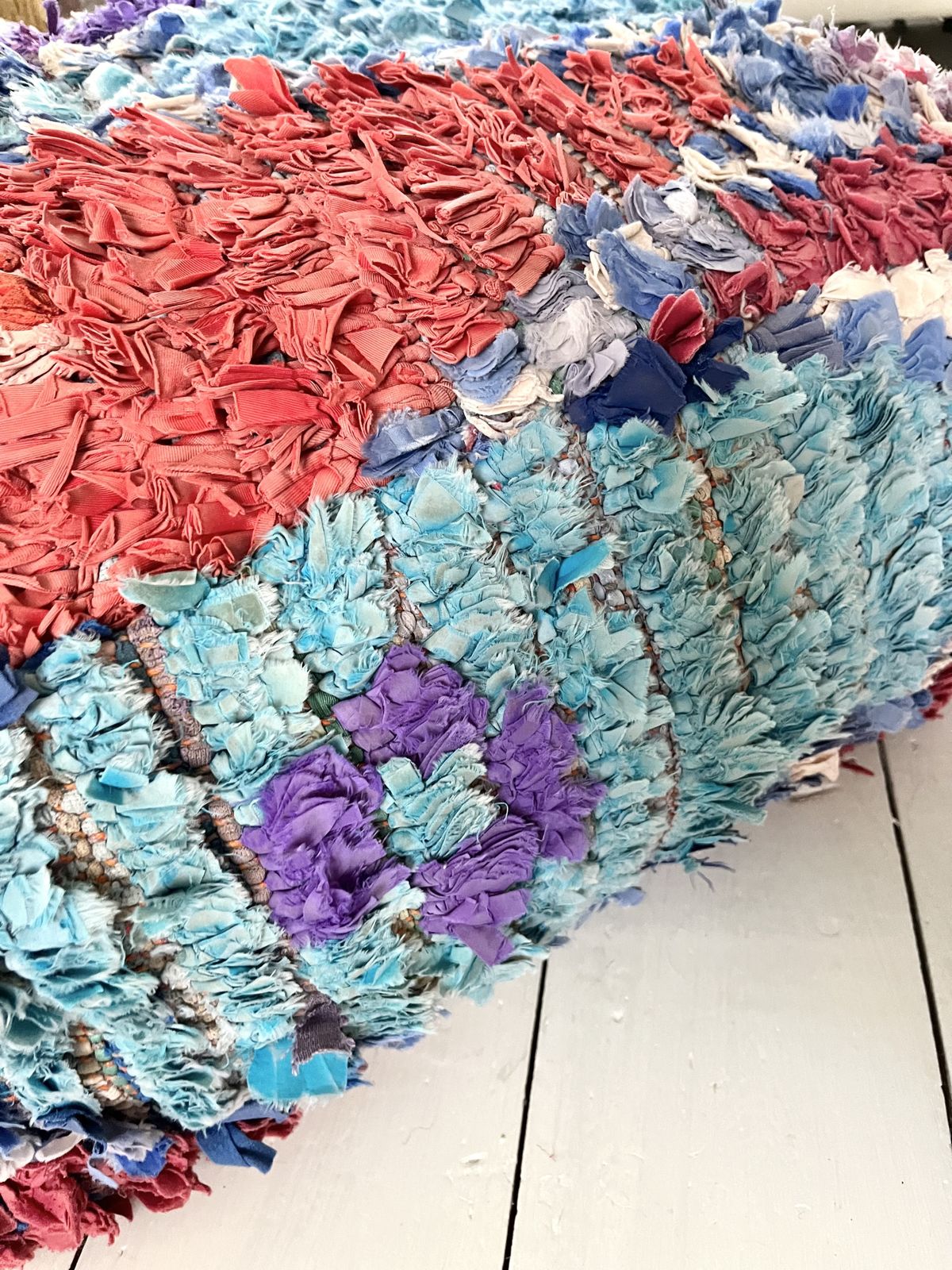 Furniture Moroccan Boucherouite Pouf Vintage Berber Carpet Pouf Handmade Pouf Ottoman Square Pouf Sipped From Uk photo