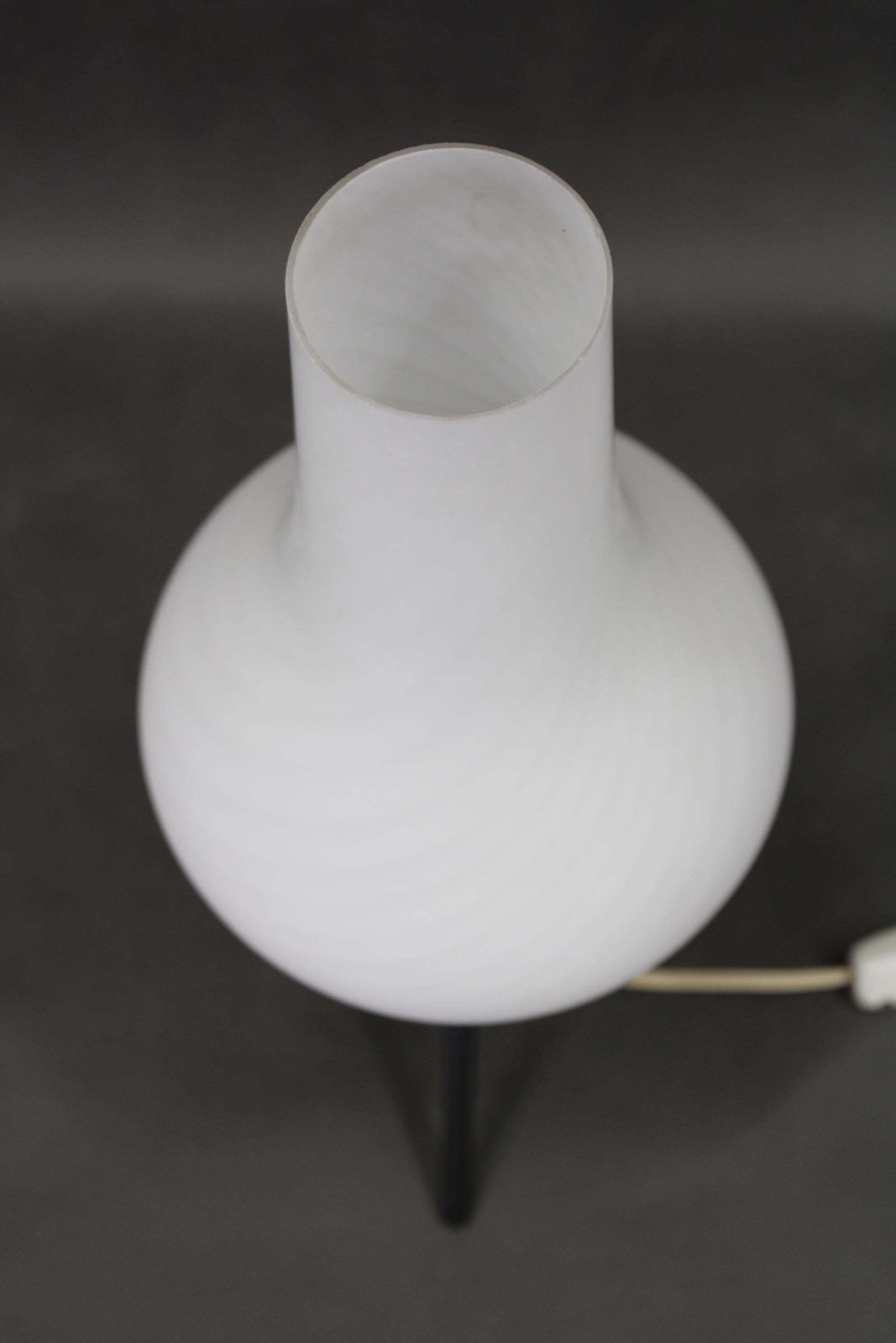 1960s Czech Mid Century Table Lamp With Sculptural Glass Shade And Metal Tripod photo 289.0