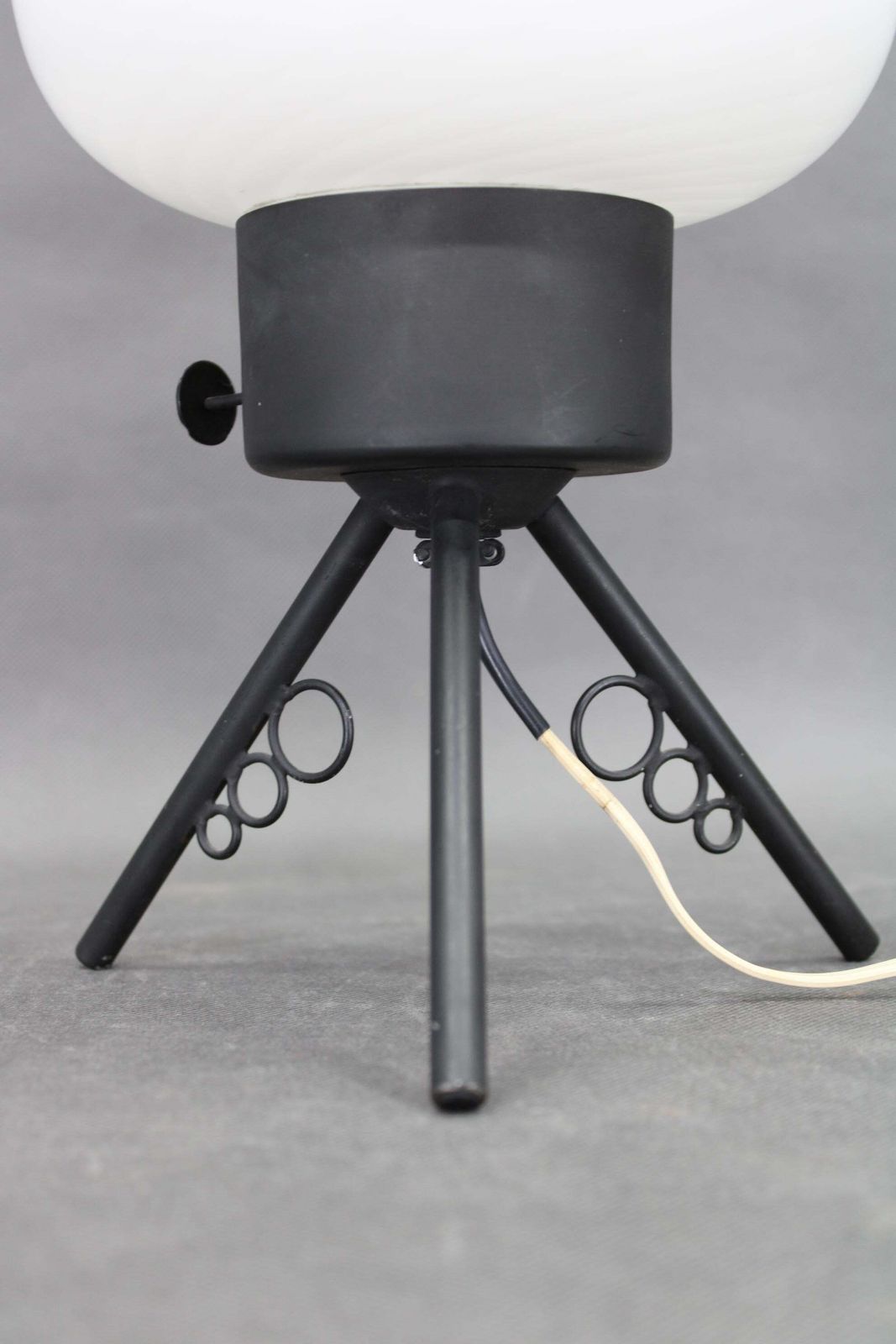 1960s Czech Mid Century Table Lamp With Sculptural Glass Shade And Metal Tripod photo buy